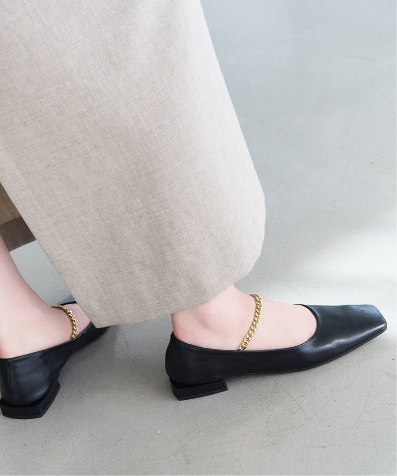 TAEKO HIGASHIHARA×LE TALONレザースクエアメリージェーンフラット 