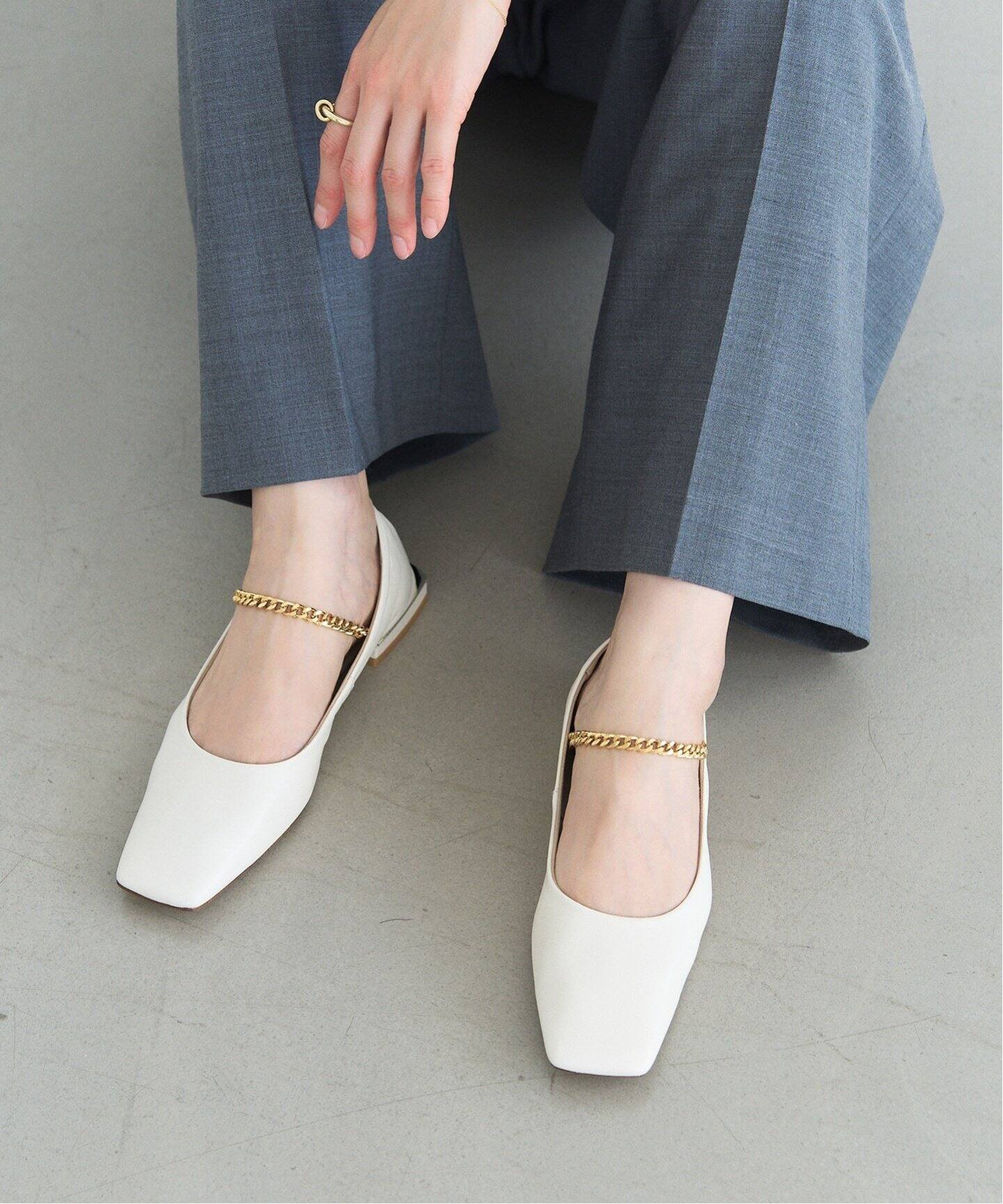 TAEKO HIGASHIHARA×LE TALONレザースクエアメリージェーンフラット 