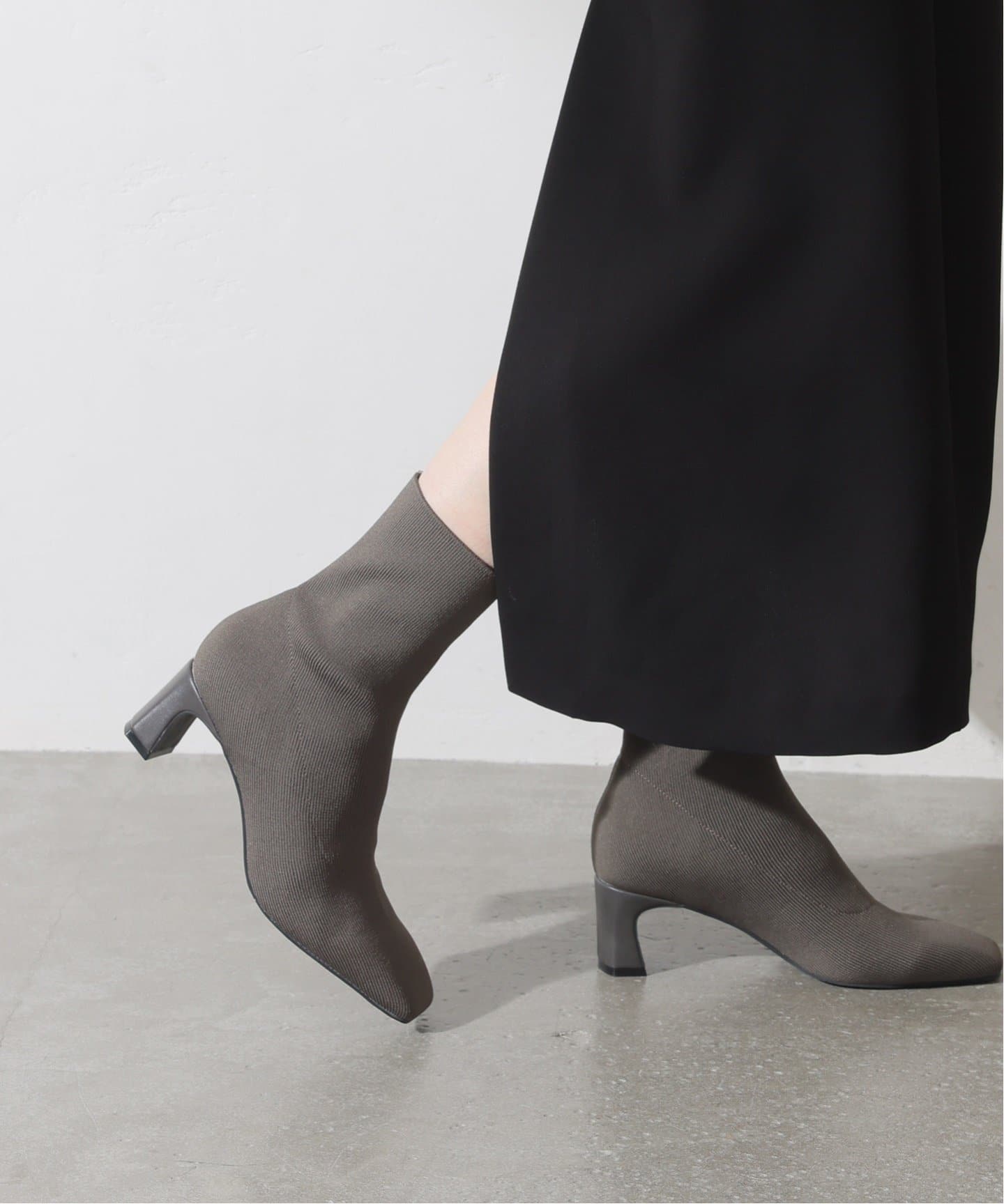 追加》5.5cmスクエアニットショートブーツ（ブーティ・ショートブーツ