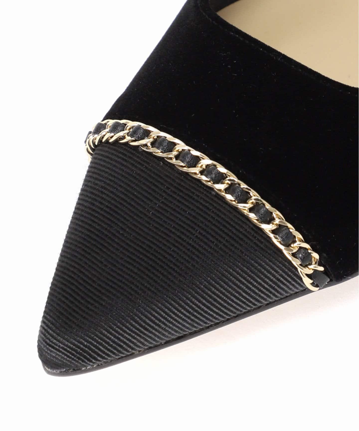 ポインテッドトゥキャップチェーンフラット（フラットシューズ