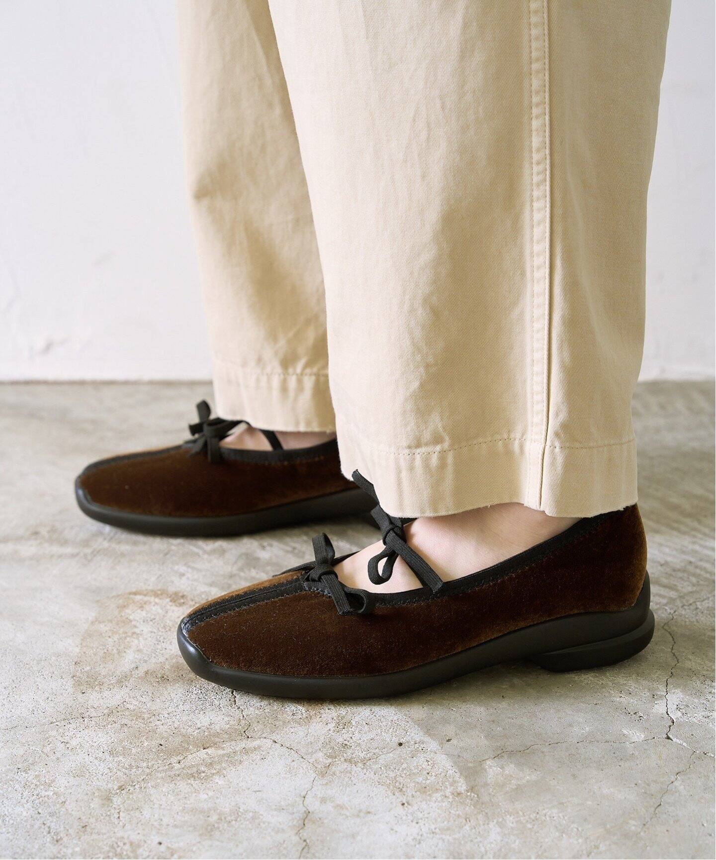 LE TALON＊Lダブルリボンバレリーナ　24.5 ブラウン 追加予約3》Lダブルリボンバレリーナ（スニーカー）｜LE TALON