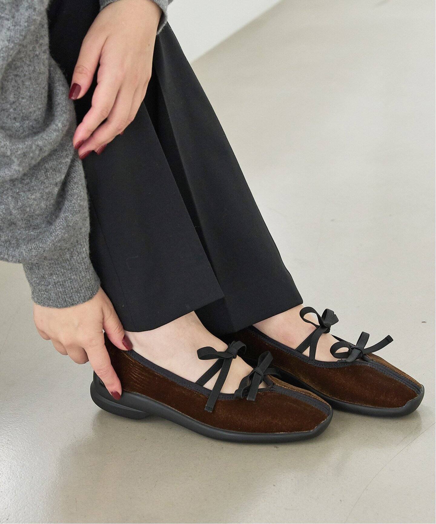 【未使用品】LE TALON ダブルリボン バレリーナ 25cmフラットシューズ 追加2》Lダブルリボンバレリーナ（フラットシューズ）｜LE TALON