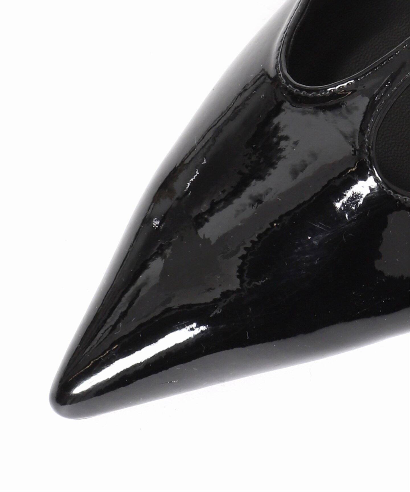 GRISE3.5cmポインテッドTストラップアンクルパンプス（パンプス