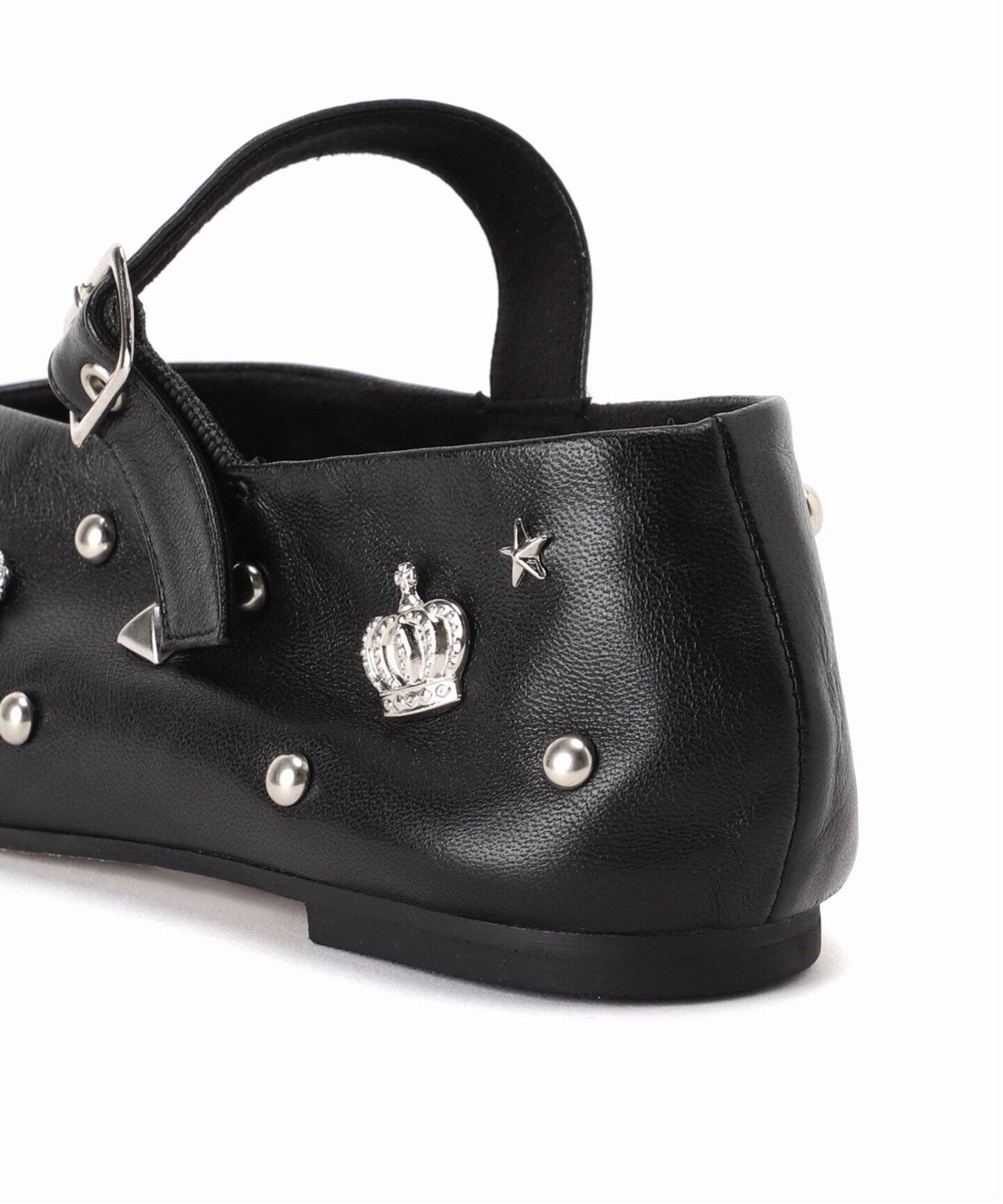 GRISEレザーEDGEマルチスタッズメリージェーン（フラットシューズ  