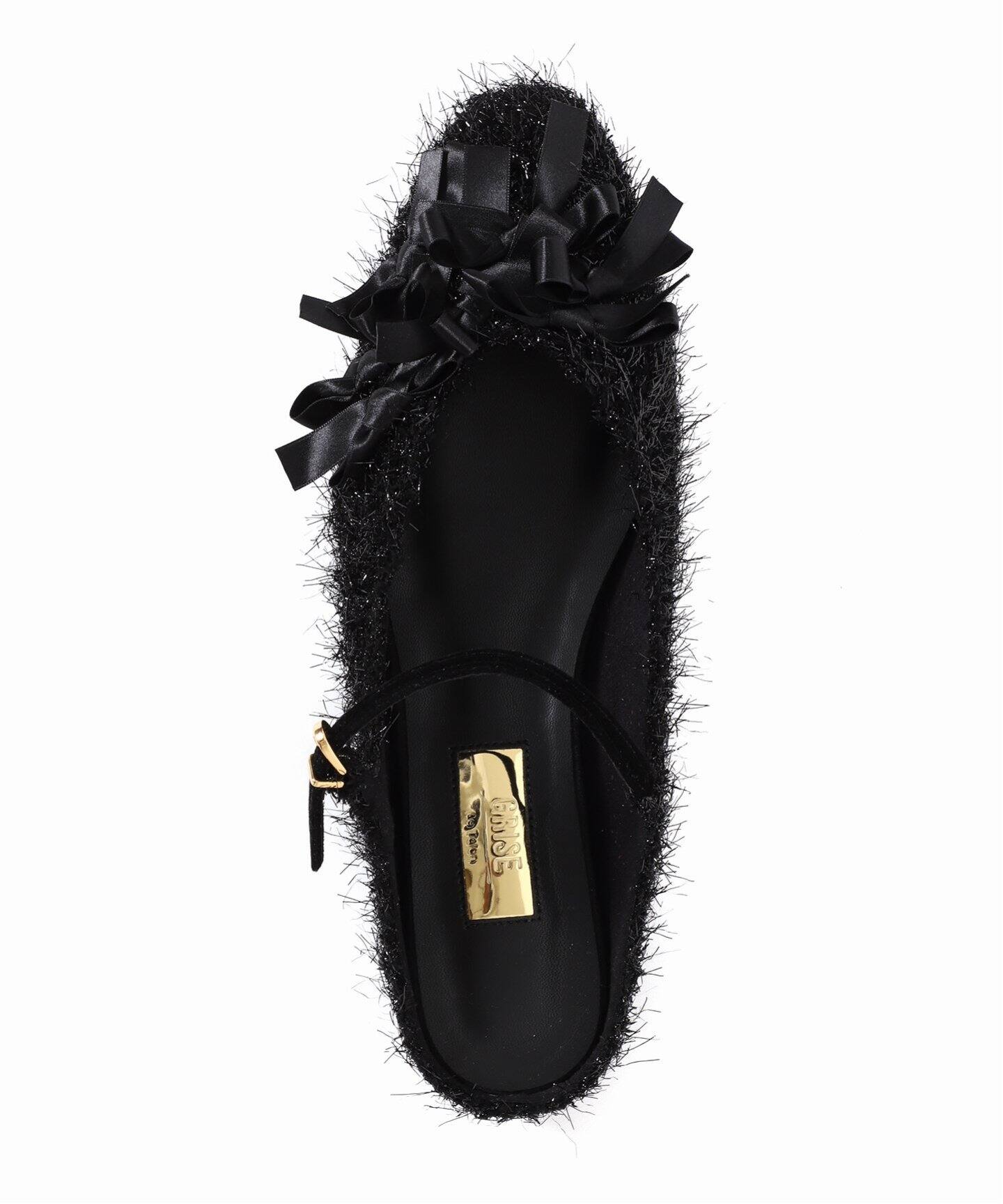 GRISEリボンモチーフストラップミュール（フラットシューズ