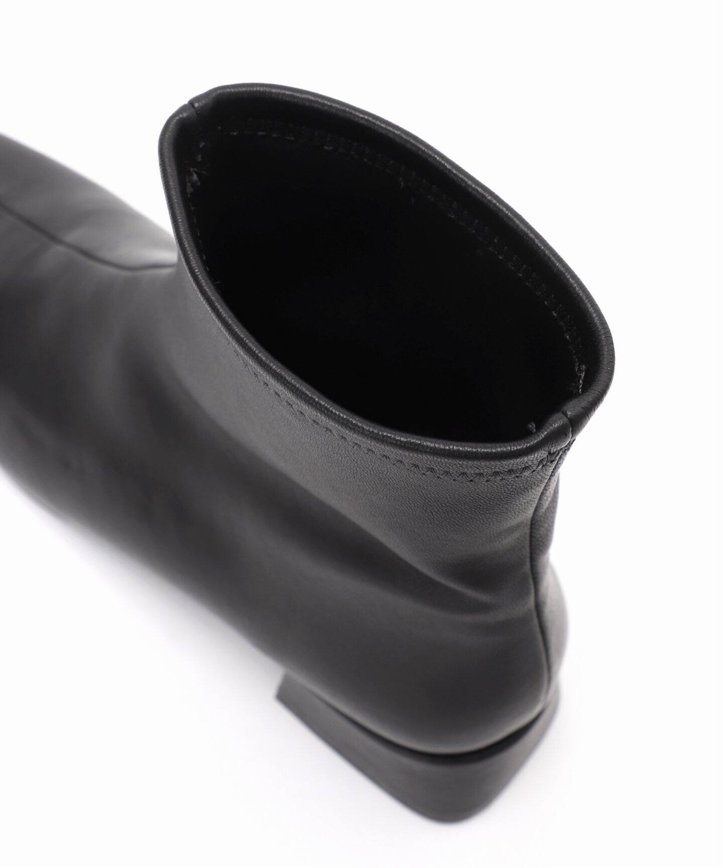 ルタロン　グリース3.5センチレザースクエアストレッチショートブーツ　新品★ 追加》GRISE3.5cmレザースクエアストレッチショートブーツ