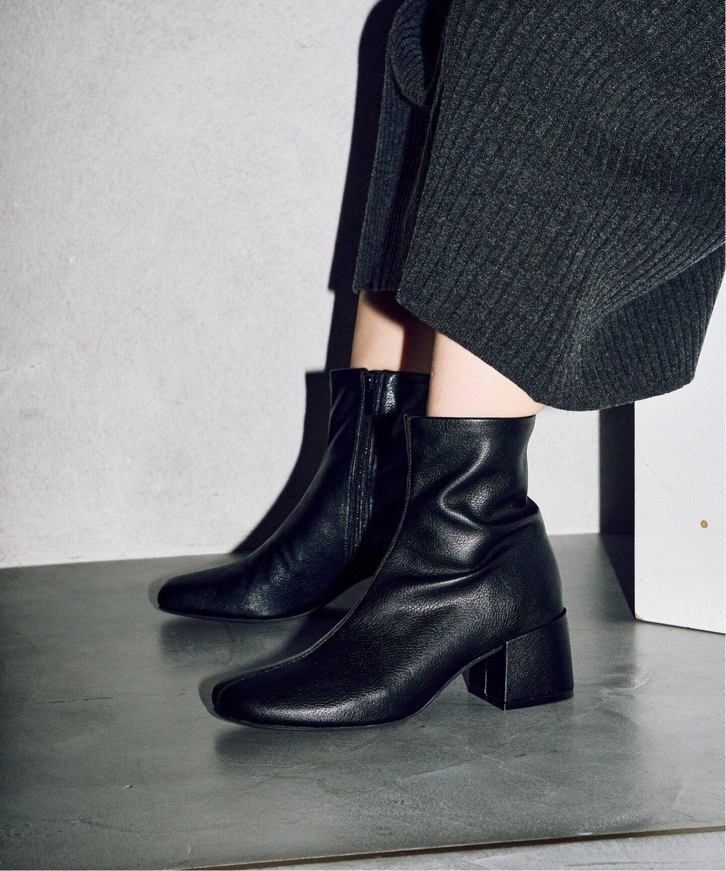 GRISE5.5cmラウンドソフトフィットショートブーツ（ブーティ・ショート  