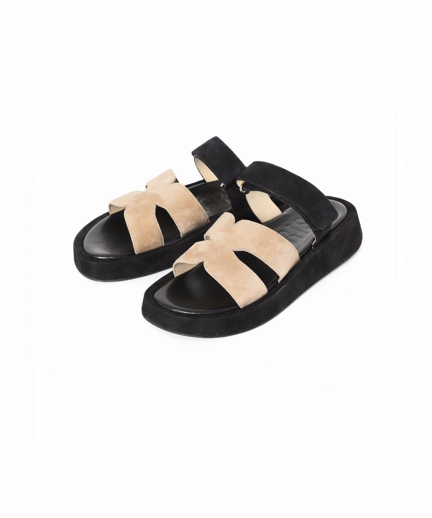 GRISEレザーアツゾコカットワークミュールサンダル（サンダル）｜LE  