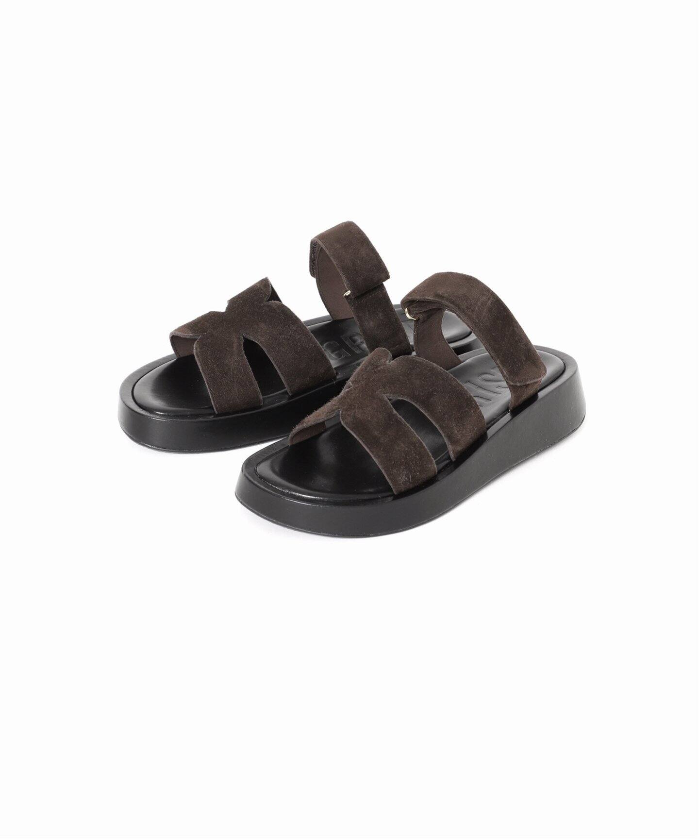 GRISEレザーアツゾコカットワークミュールサンダル（サンダル）｜LE  