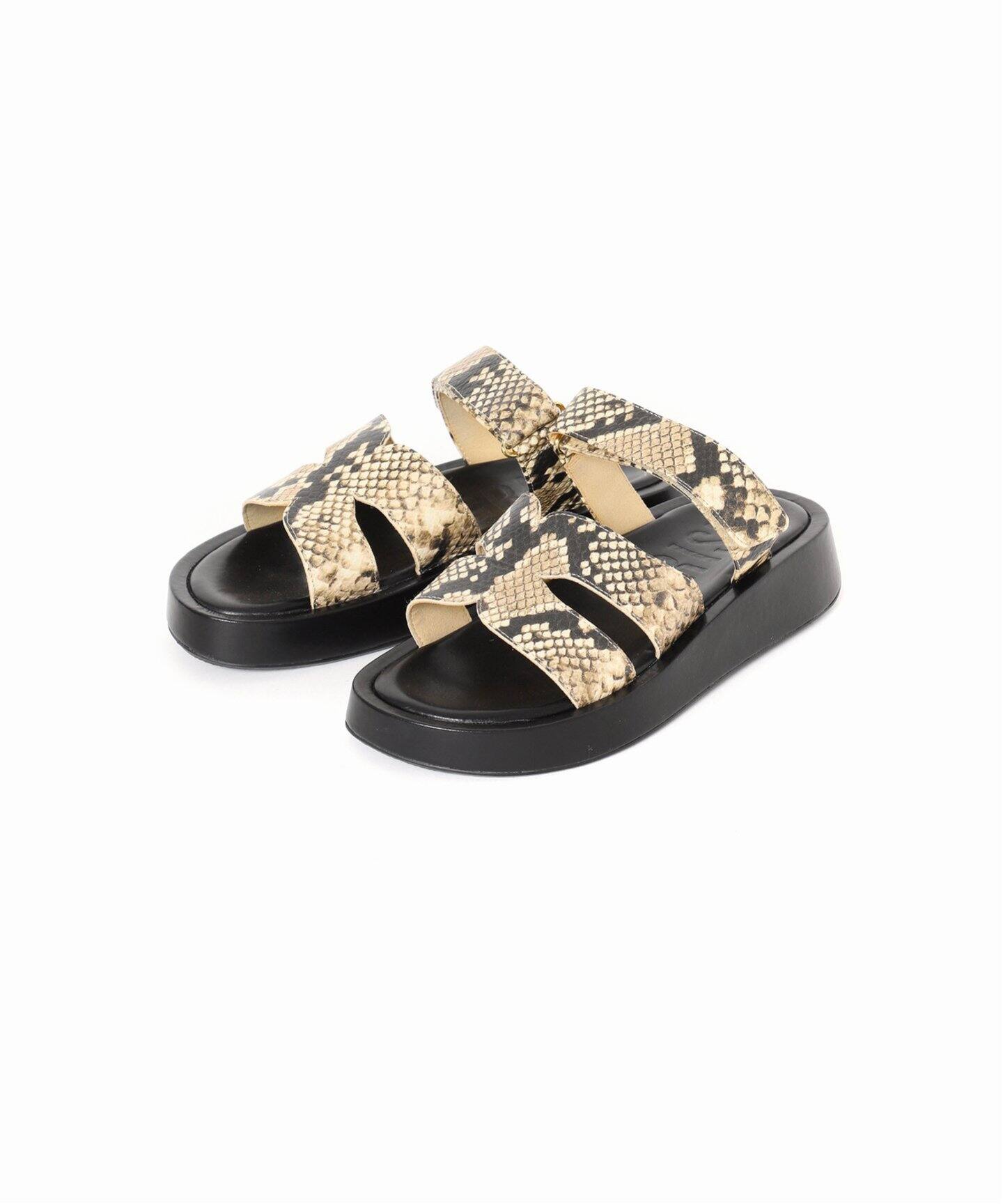 GRISEレザーアツゾコカットワークミュールサンダル（サンダル）｜LE  