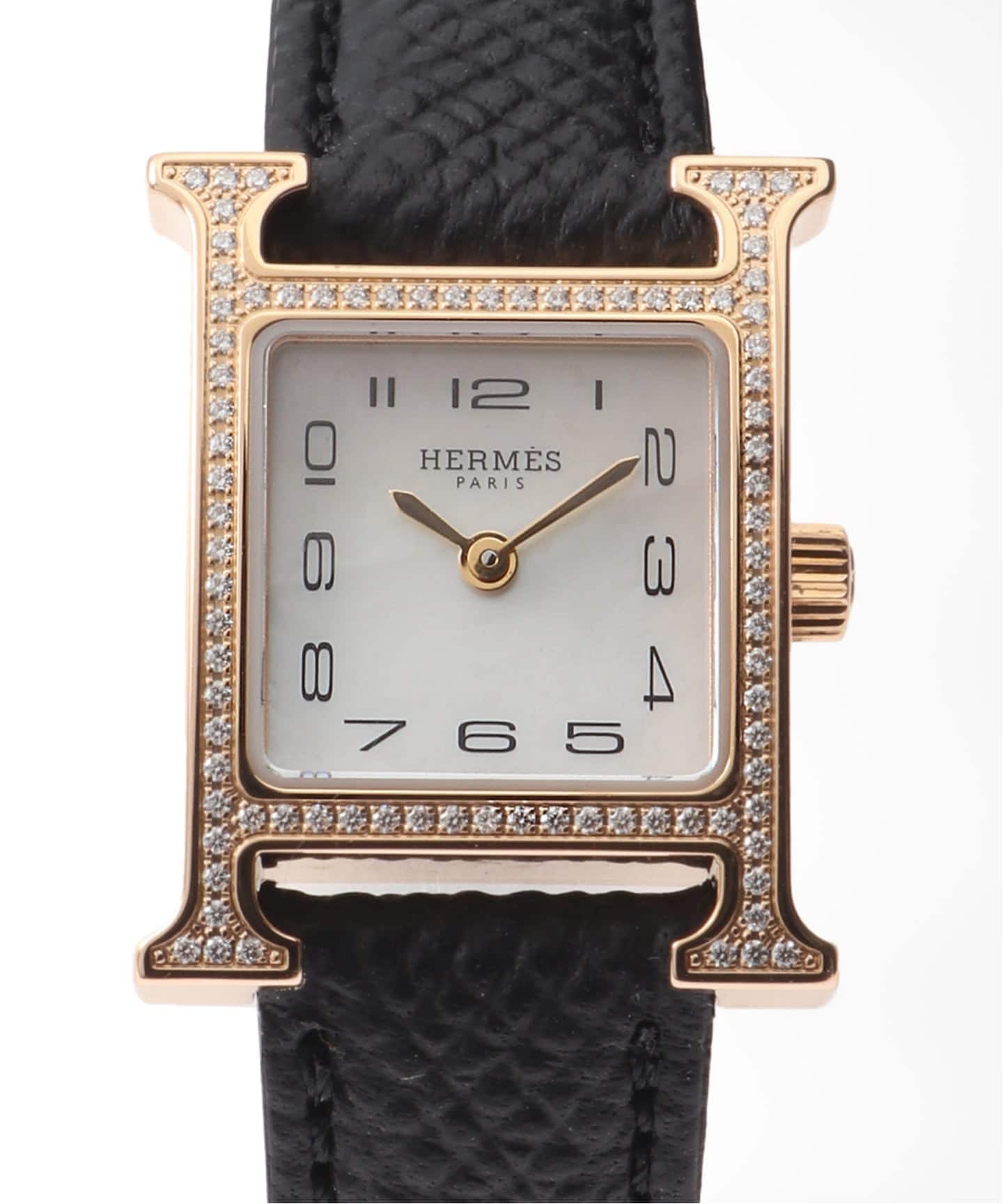 HERMES / エルメス】mini H Watch All arabic 18K / Shell Diamond
