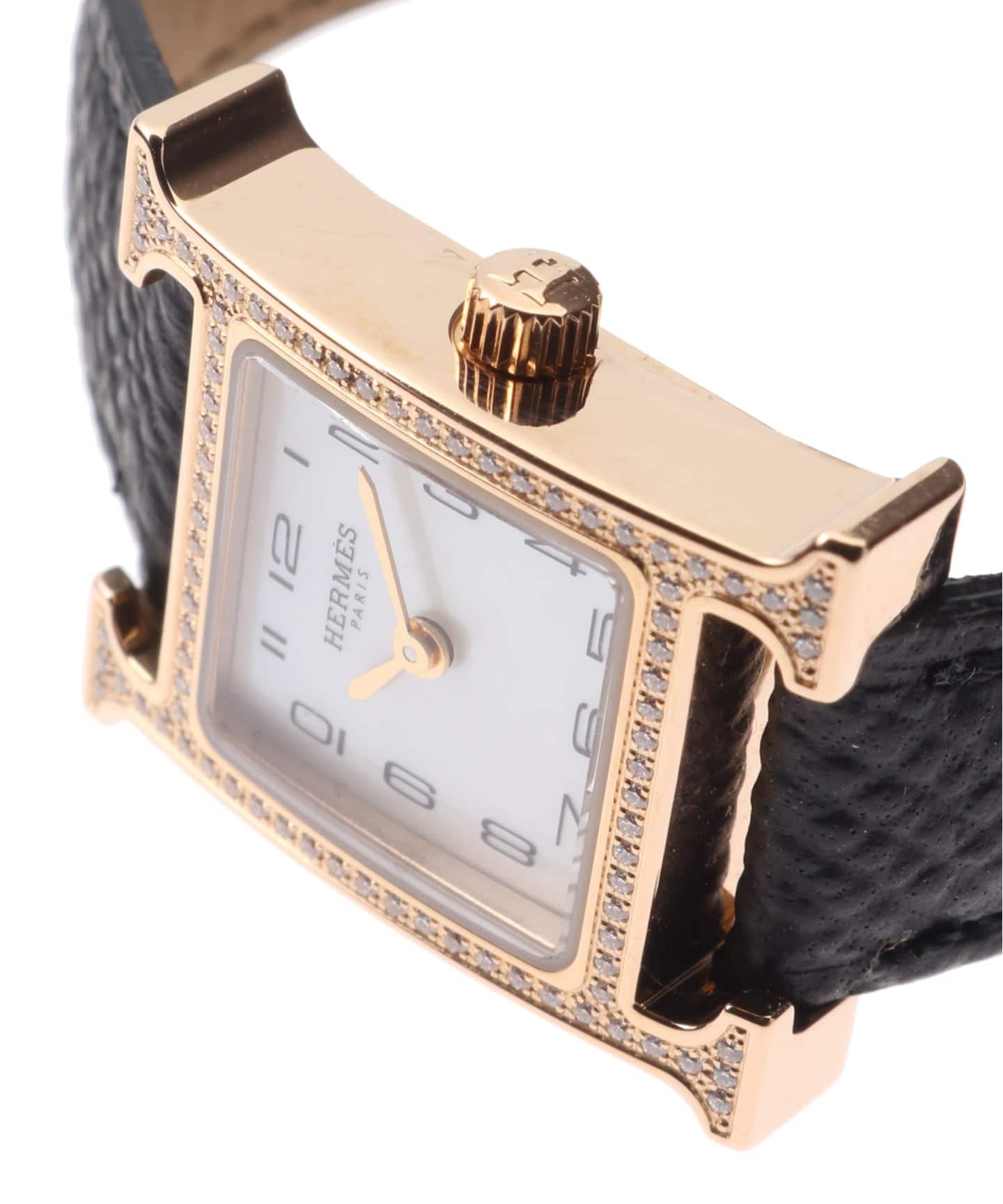 HERMES / エルメス】mini H Watch All arabic 18K / Shell Diamond