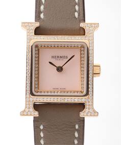 HERMES / エルメス】mini H Watch Pink 18K / Shell Diamond 