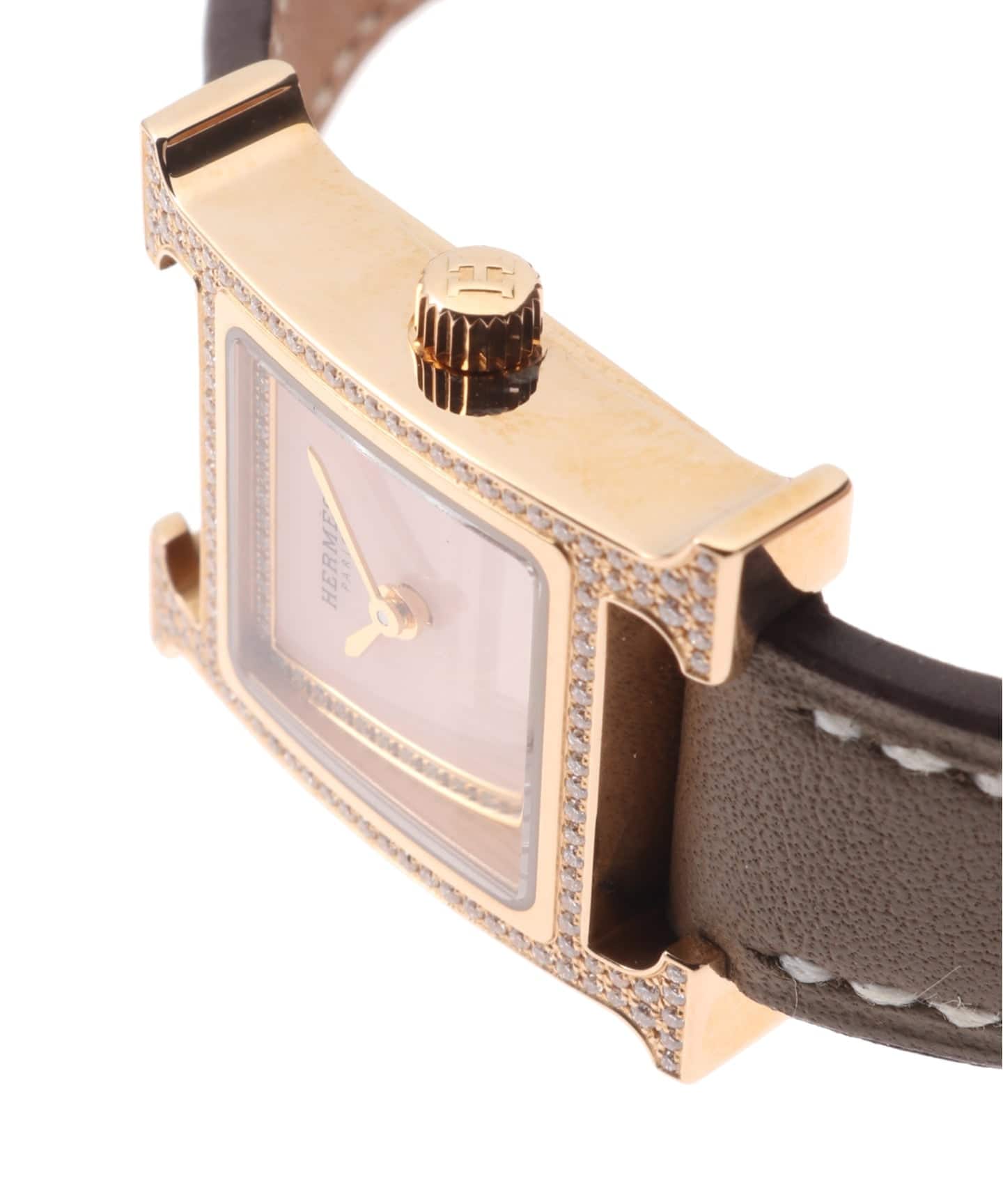 HERMES / エルメス】mini H Watch Pink 18K / Shell Diamond