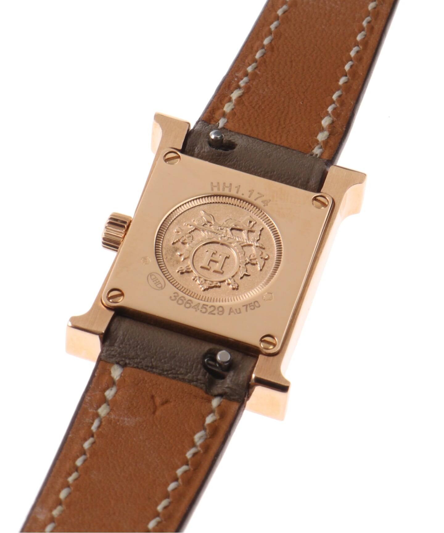 HERMES / エルメス】mini H Watch Pink 18K / Shell Diamond