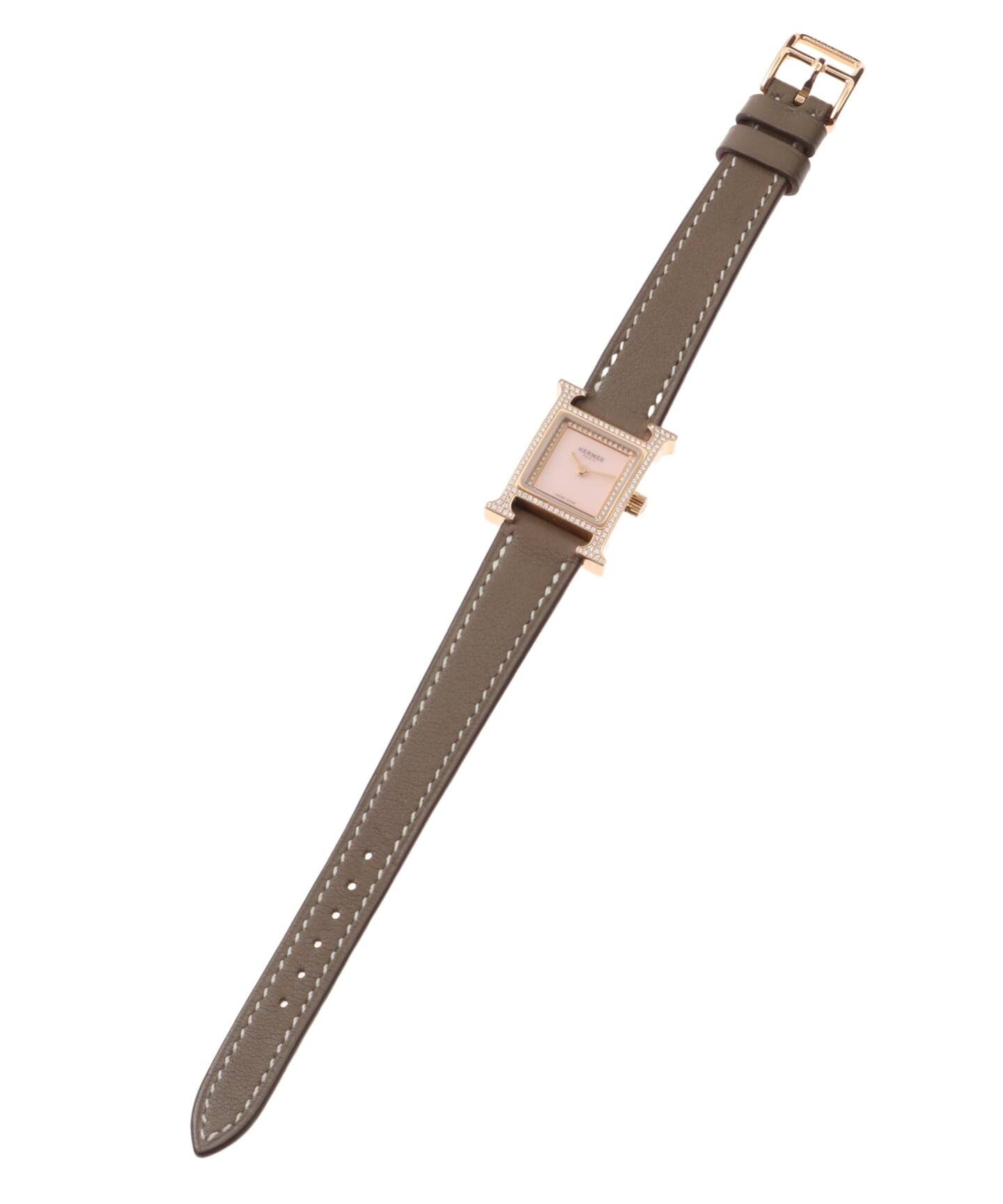 HERMES / エルメス】mini H Watch Pink 18K / Shell Diamond