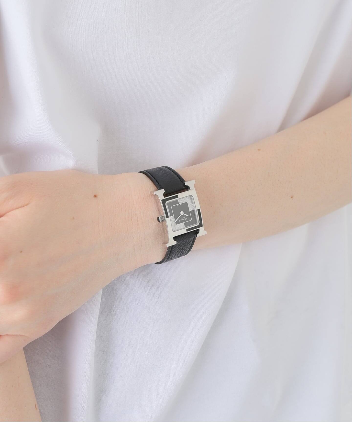 多重出品中様限定HERMES 腕時計 ブラック ステンレス HERMES H Watch Black / Diamond（ヴィンテージ）｜HIROB（ヒロブ）の