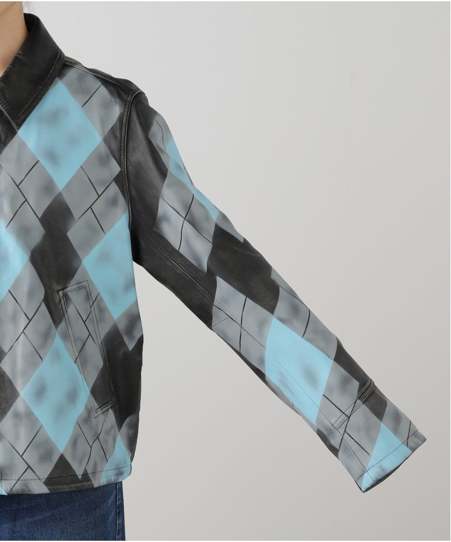 MASU ARGYLE LEATHER SPORTS JACKET M25K6BL001：ジャケット