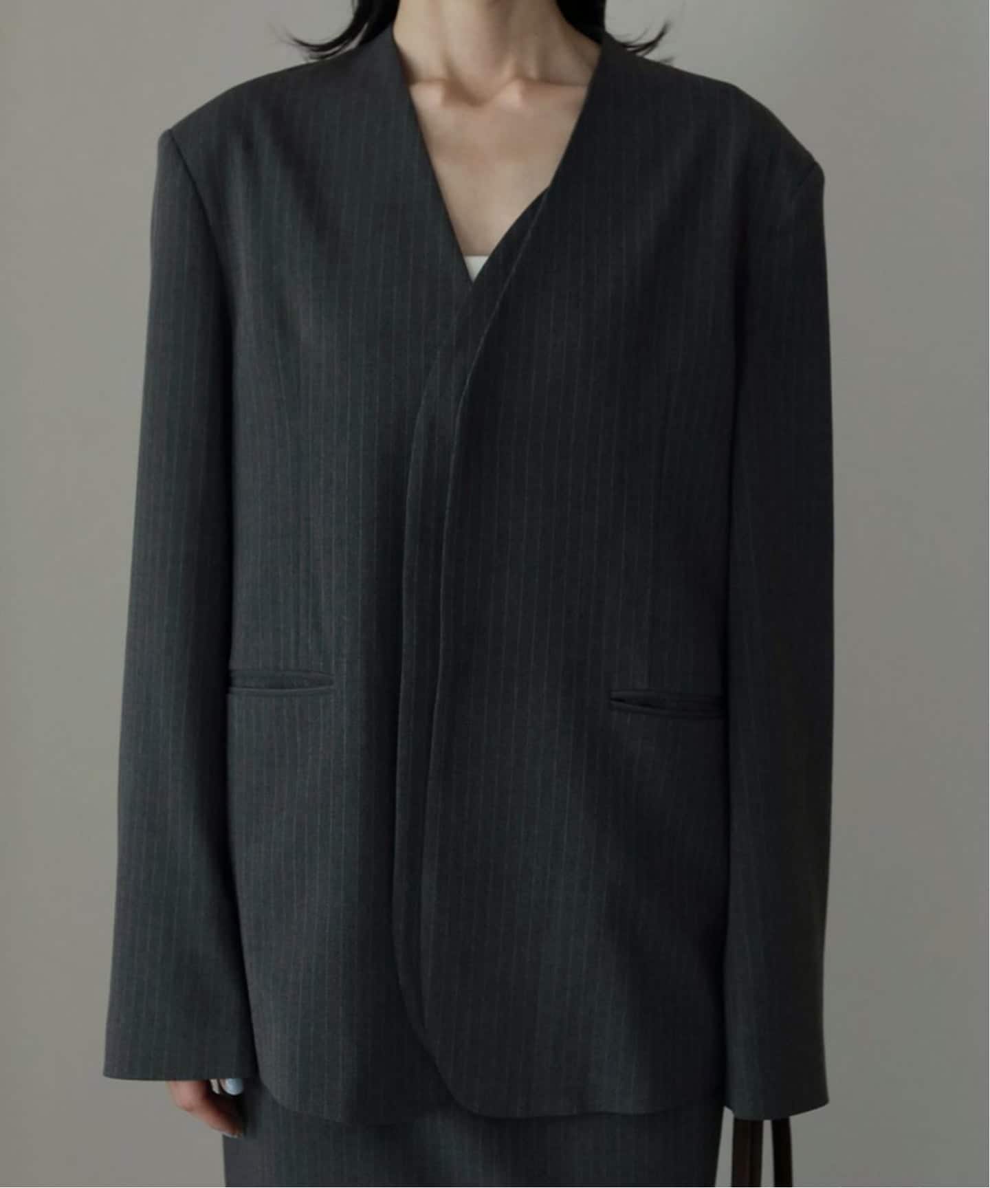 anuke Collarless Over Jacket（ノーカラージャケット）｜BOICE FROM