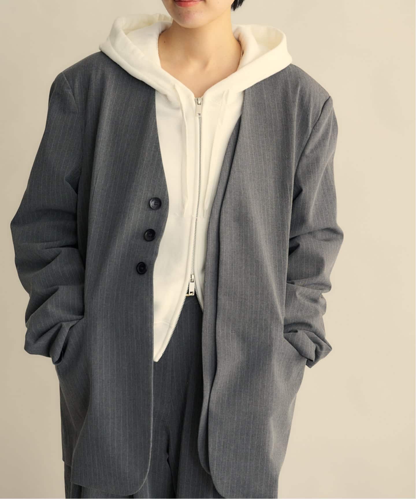 【anuke】Collarless Over Jacket ànuke online store（アンヌーク） / Collarless Over
