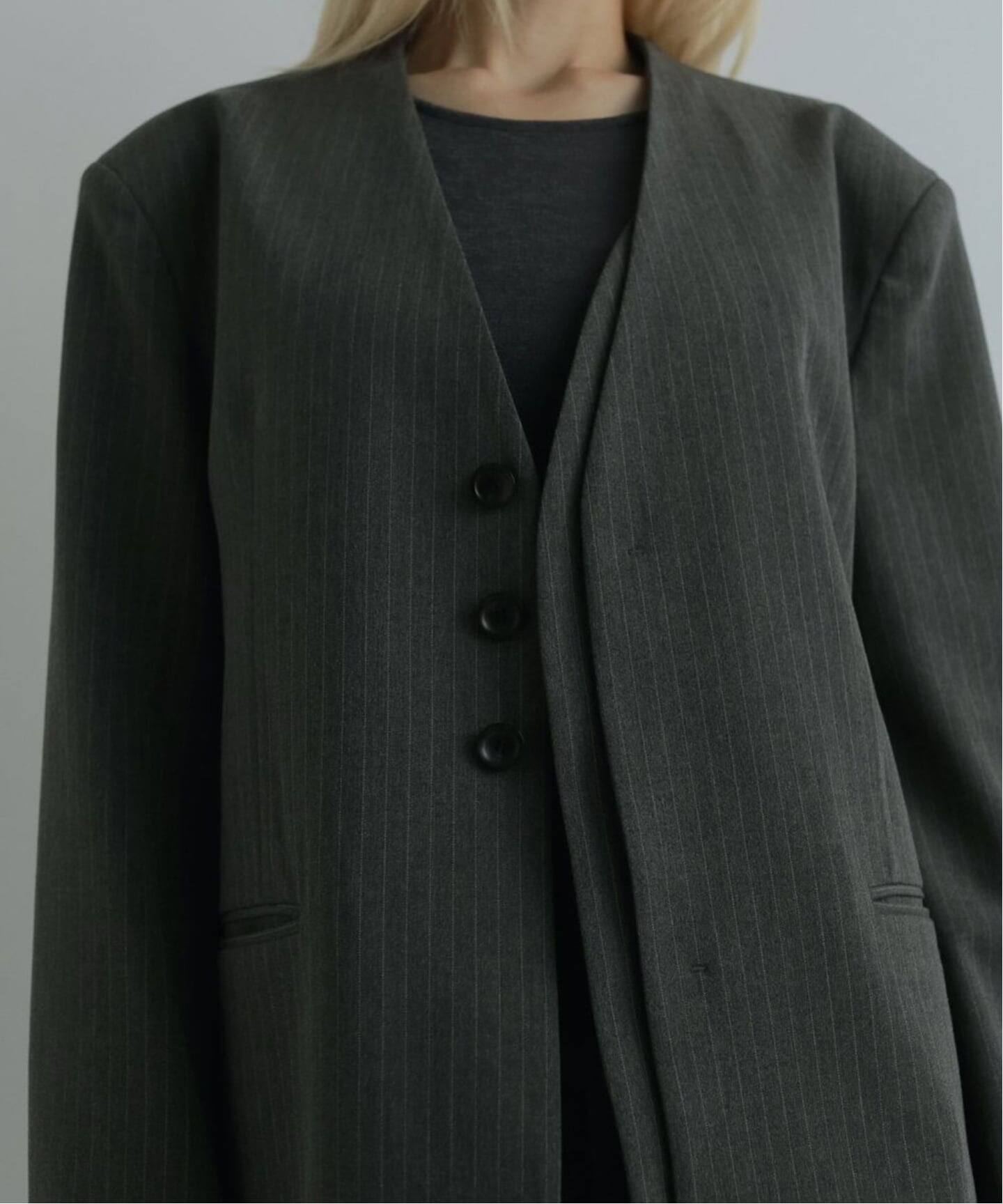 anuke Collarless Over Jacket（ノーカラージャケット）｜BOICE