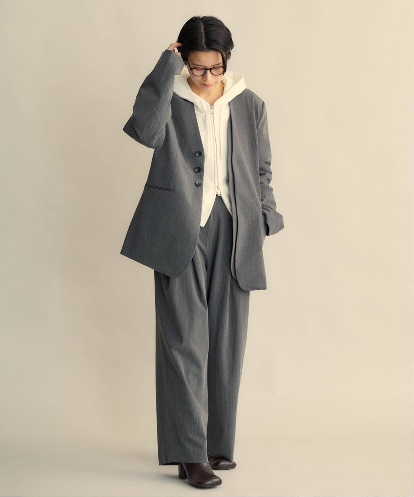 anuke Collarless Over Jacket（ノーカラージャケット）｜BOICE FROM