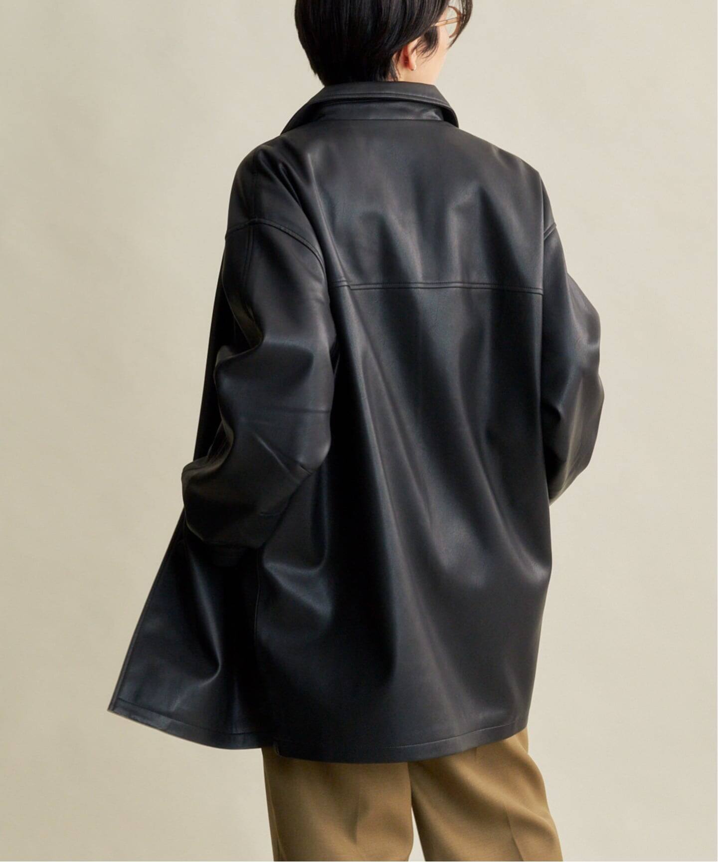 anuke Ecoleather Over Jacket ブラック36 ànuke online store（アンヌーク） / Ecoleather Over