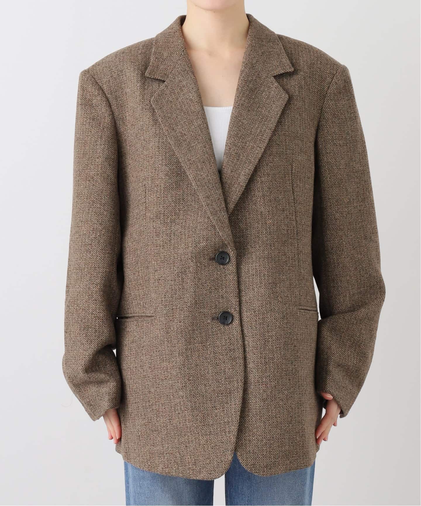 anuke Herringbone Wool Jacket ベージュ38 未使用 anuke Herringbone Wool Jacket（テーラードジャケット）｜BOICE FROM