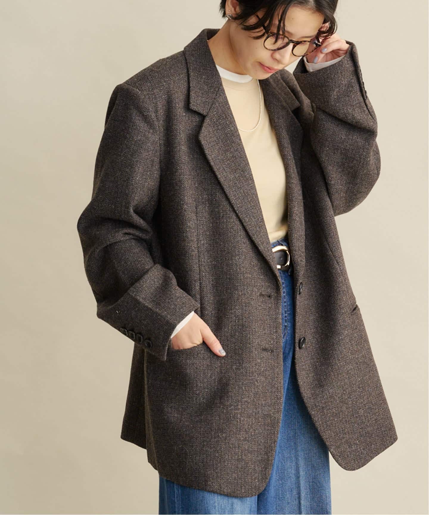 anuke Herringbone Wool Jacket（テーラードジャケット）｜BOICE FROM