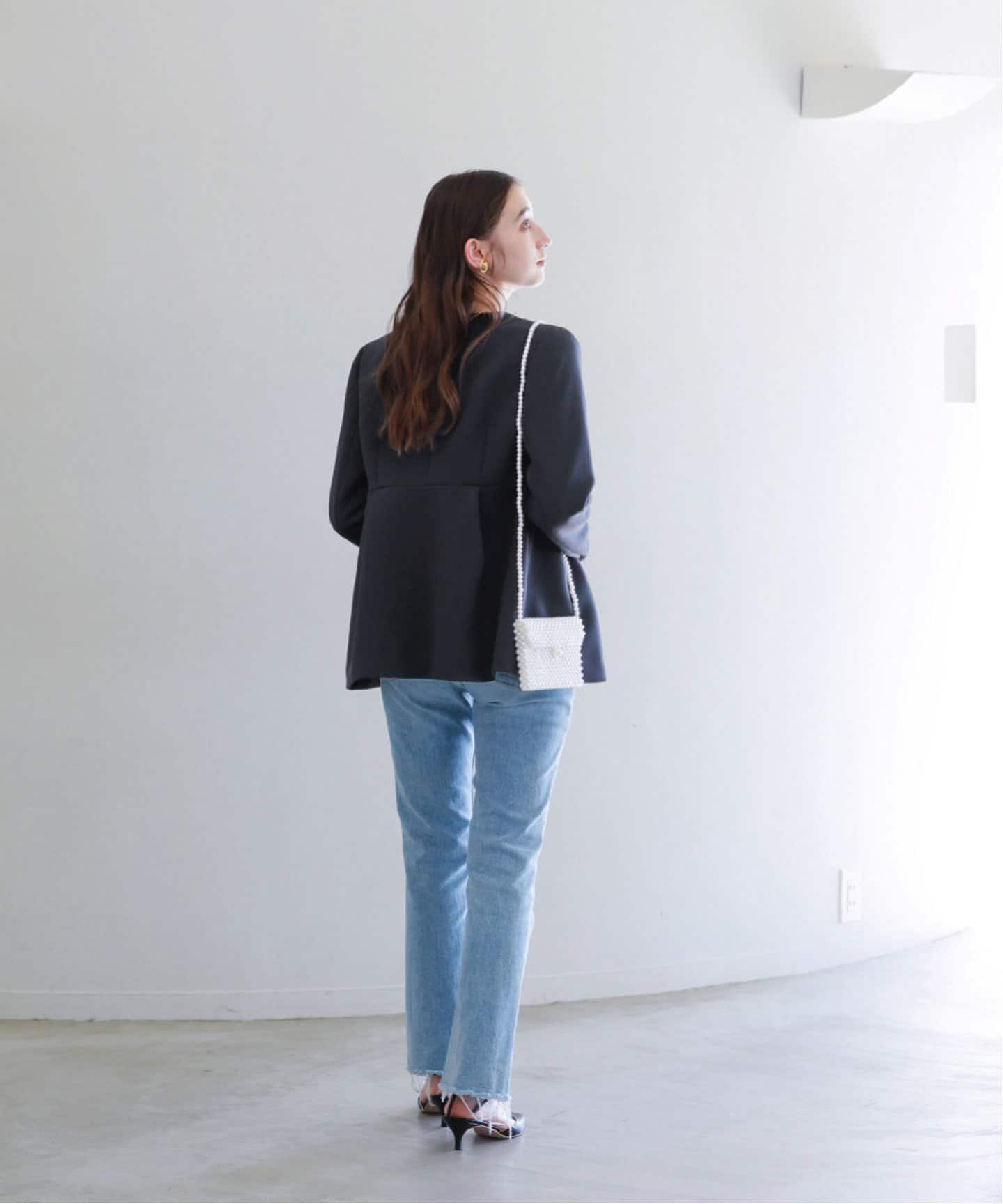 完売　ラトータリテ　【洗える】トリプルクロスペプラムジャケット 洗える】トリプルクロスペプラムジャケット（ノーカラージャケット