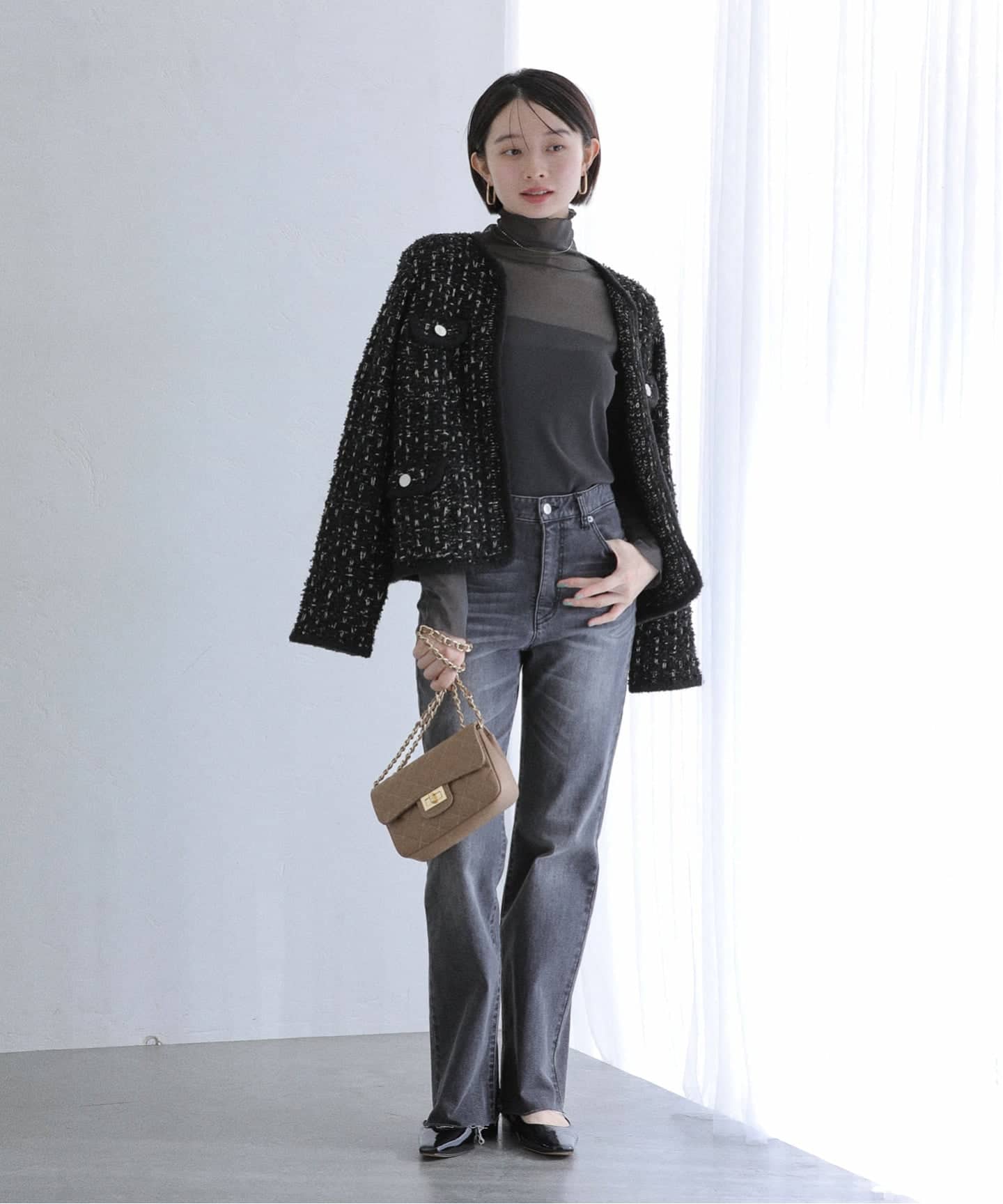 【新品】トラッツォドンナ　ツィードジャケット 予約》【洗える】TORRAZZO DONNA/トラッゾドンナ 別注 ツィード