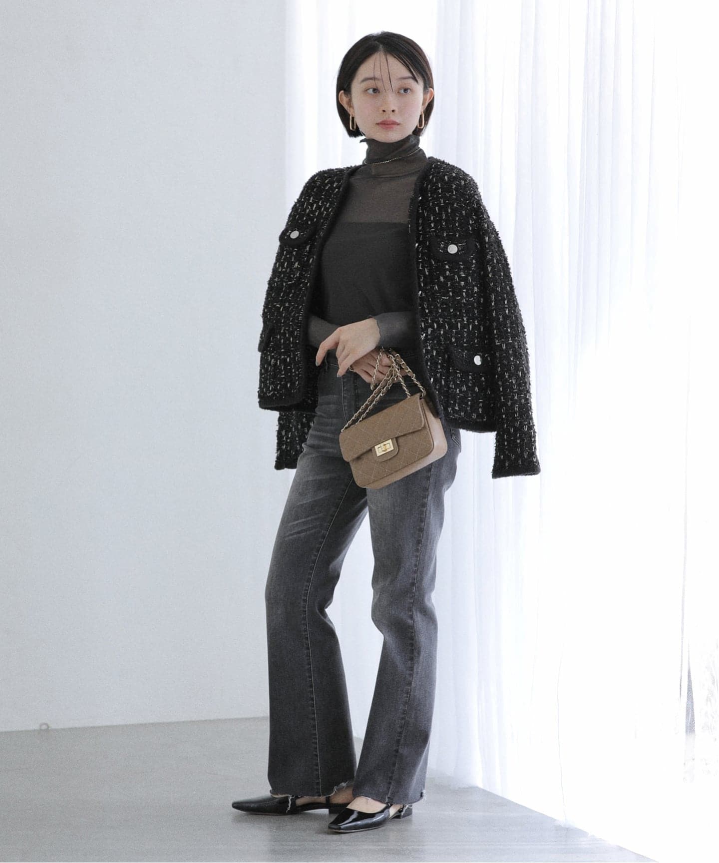 【新品】トラッツォドンナ　ツィードジャケット 予約》【洗える】TORRAZZO DONNA/トラッゾドンナ 別注 ツィード