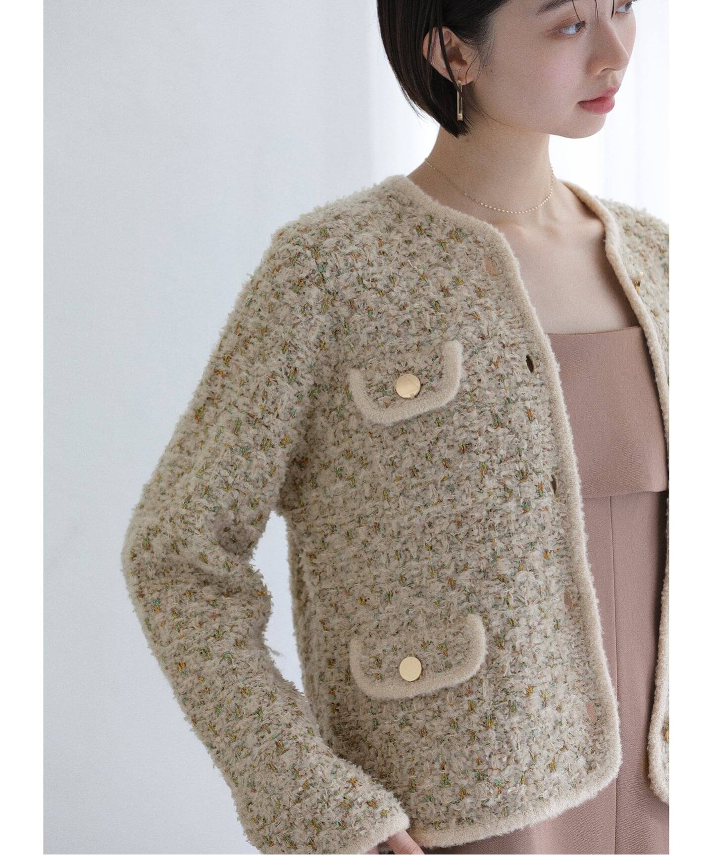 【新品】トラッツォドンナ　ツィードジャケット 予約》【洗える】TORRAZZO DONNA/トラッゾドンナ 別注 ツィード