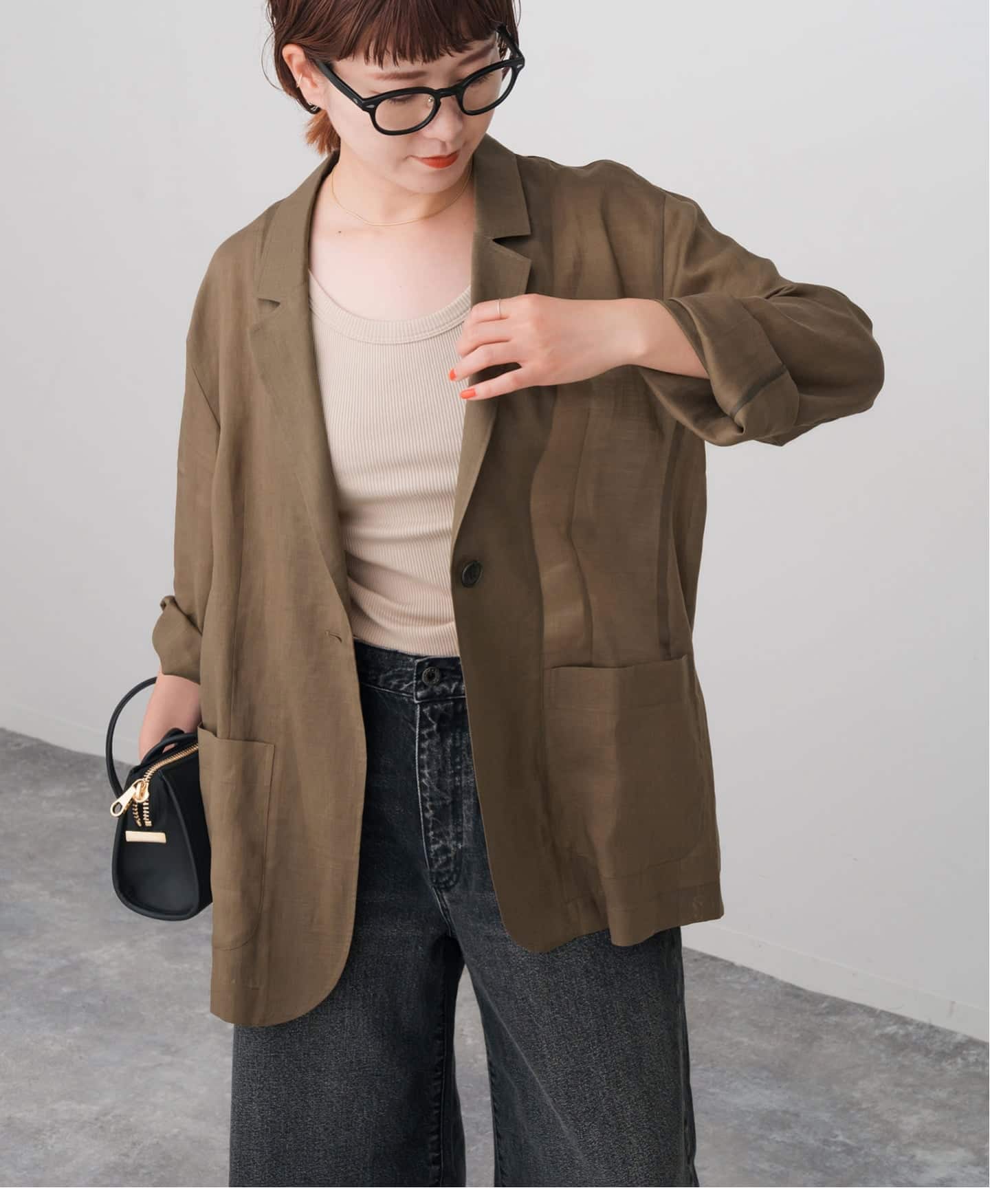 Spick and Span ラミーミックスシアージャケット（ブラック） Spick & Span｜《追加》ラミーミックスシアージャケット