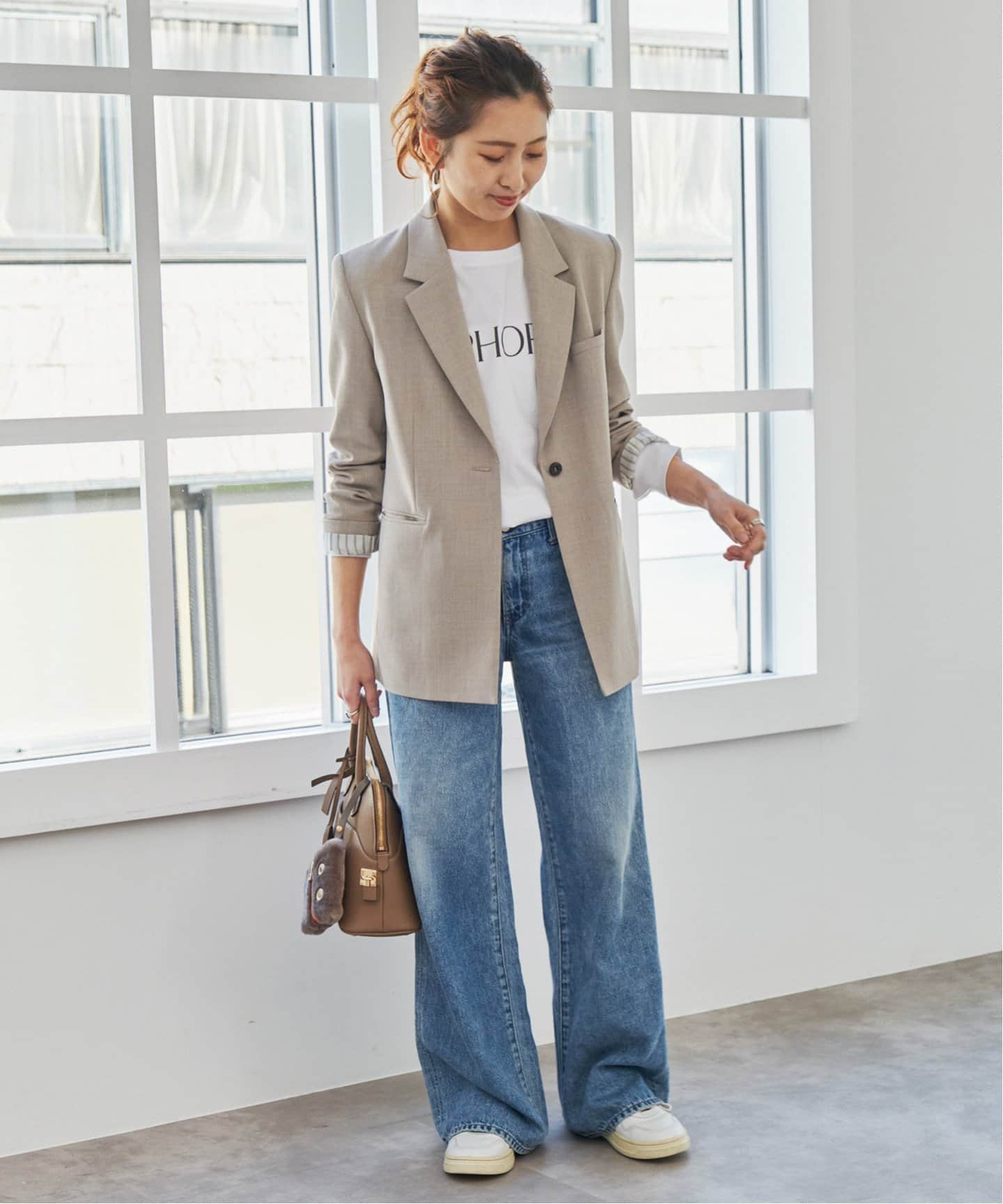 spick＆span パウダーツイルノーカラージャケット　グレー　38 パウダーツイルノーカラージャケット（テーラードジャケット