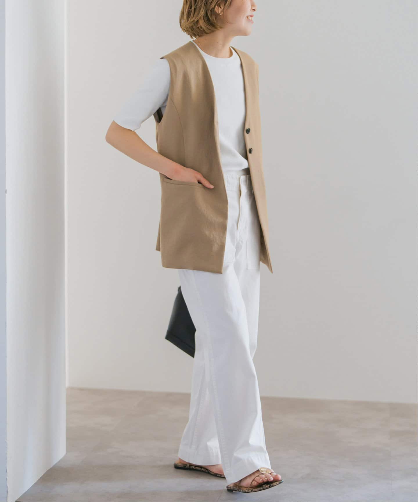 spick&span PEカルゼVカラージレ ベージュ　定価17600円 追加》PEカルゼVカラージレ（ジレ）｜Spick and Span（スピック