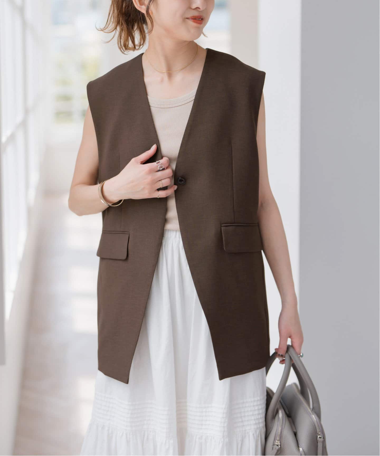 Vカラーロングジレ（ジレ）｜Spick and Span（スピック＆スパン）の