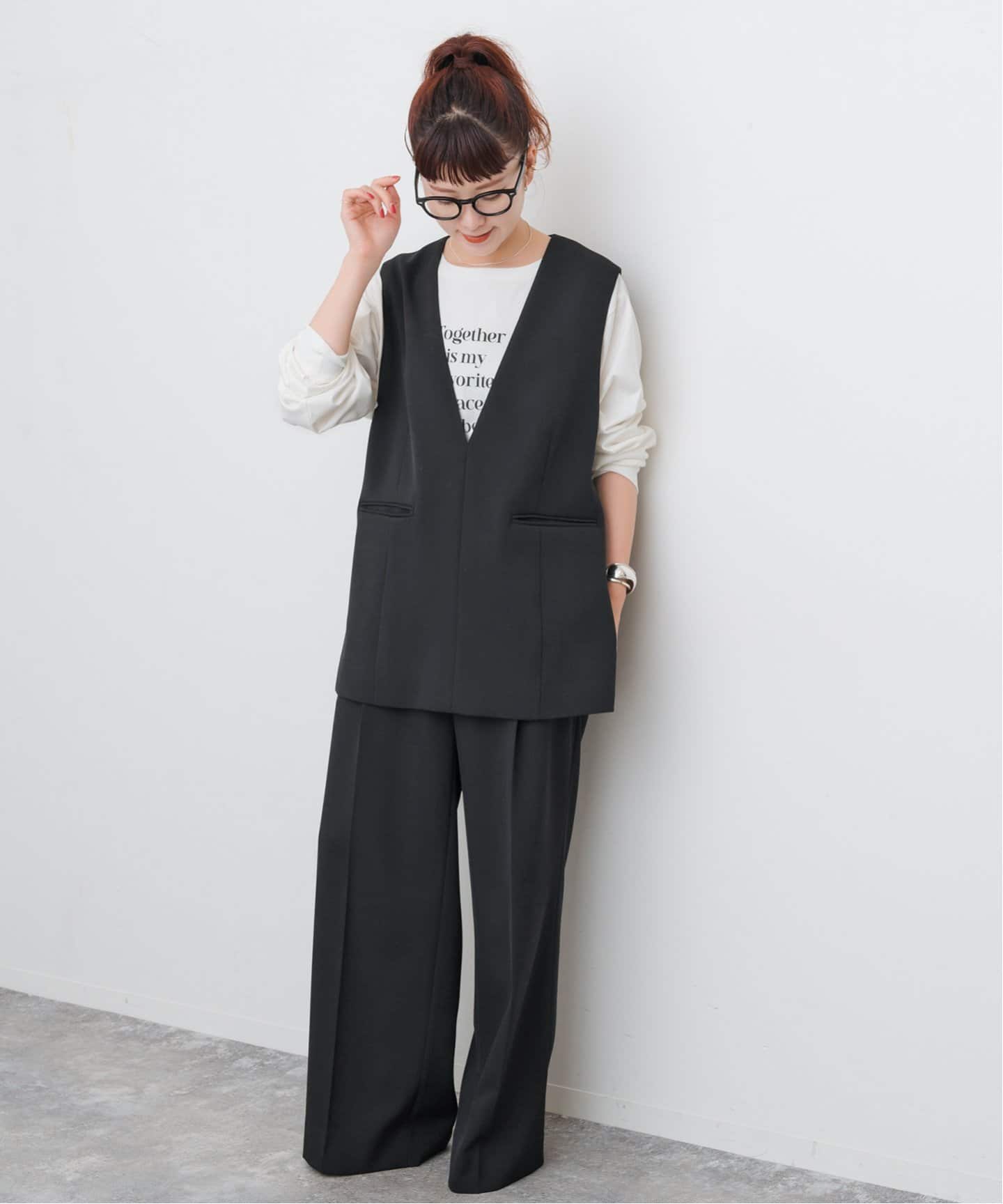 Spick & Span Vネック グレー 黒 ベスト ジレ