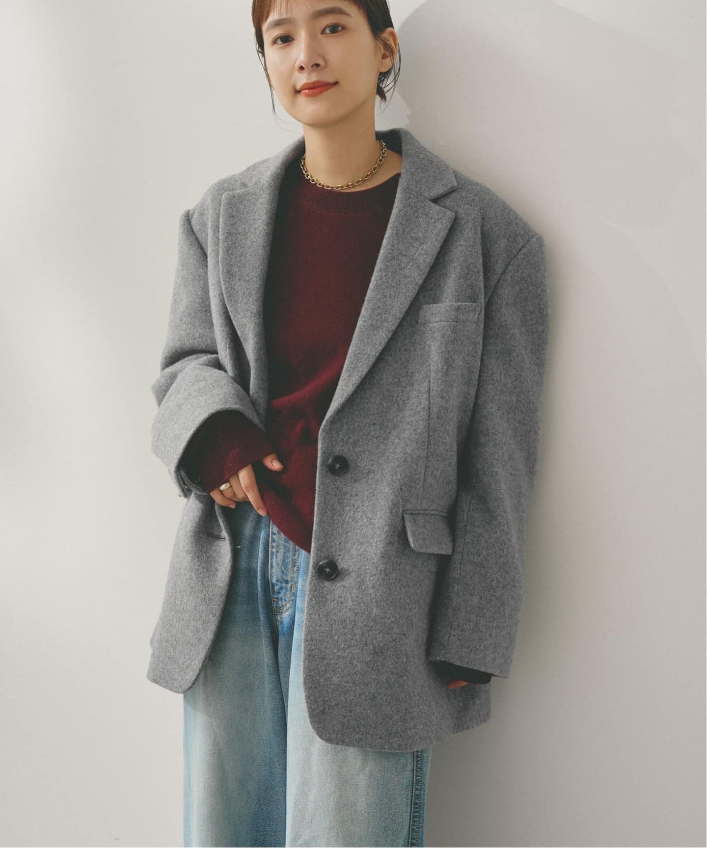 希少【kolor】ビッグシルエット ウール切替テーラードジャケット　3 Higuchi*S ビーバーオーバージャケット（テーラードジャケット