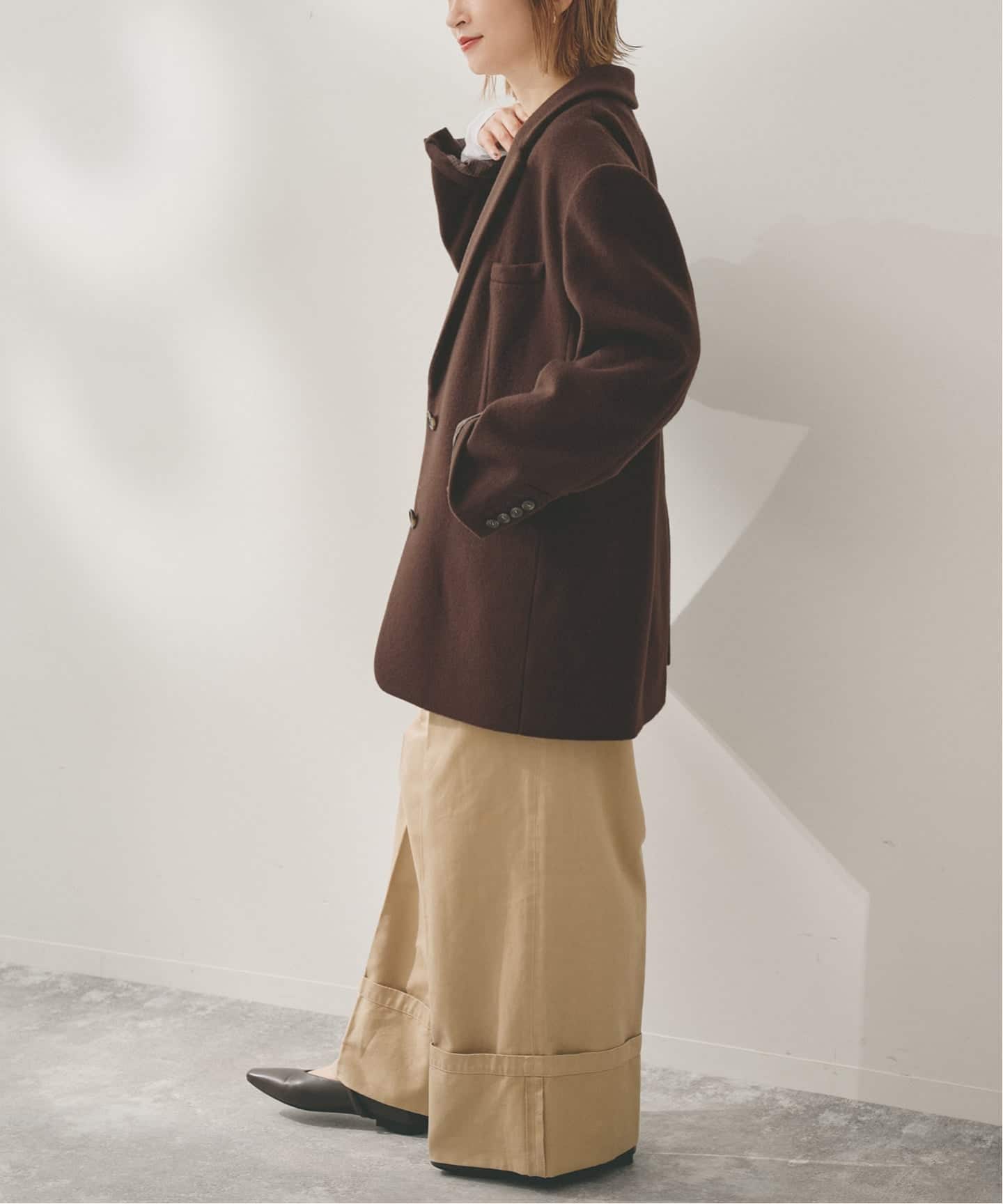 スピックアンドスパン　ベイクルーズ　ブラウン テーラードジャケット　36 スピックアンドスパン ベイクルーズ ブラウン テーラード