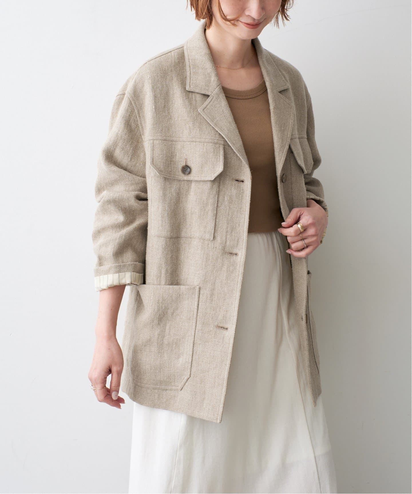 spick & span ジャケット　サイズ36 茶　ベージュ　リネンライク Spick & Span（スピックアンドスパン）の「リネンライクカラー