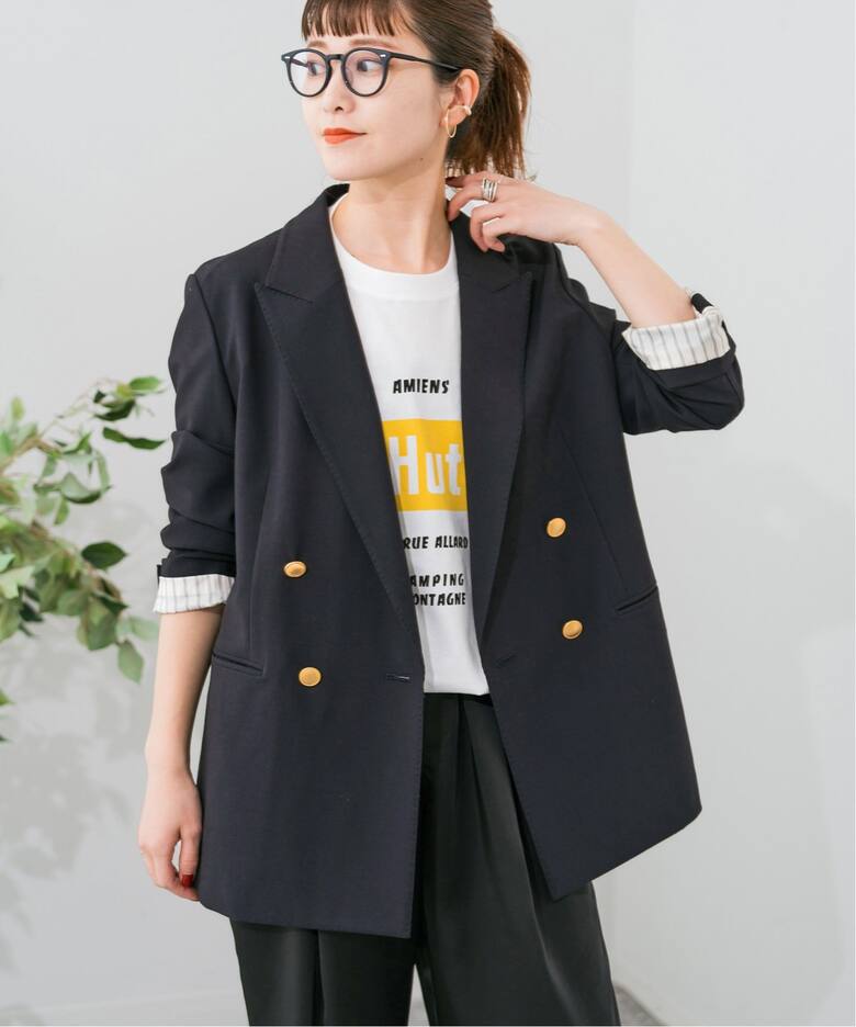 プレーンウィーブダブルブレストジャケット（テーラードジャケット  