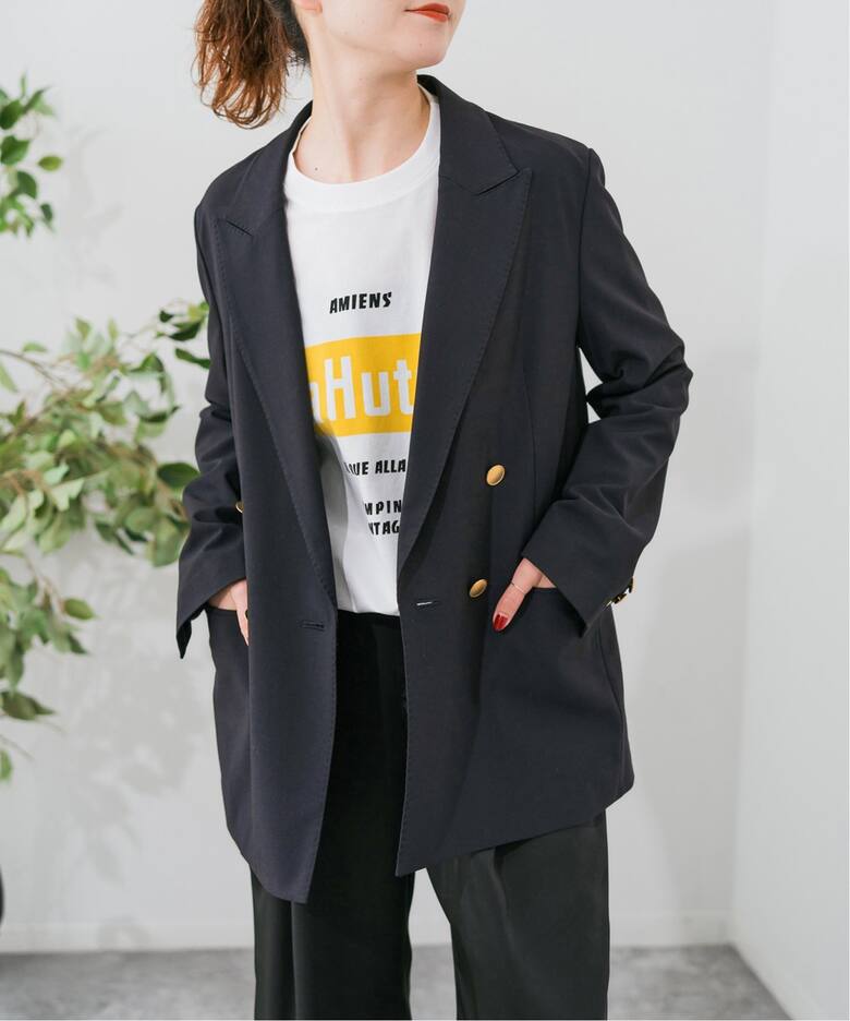 プレーンウィーブダブルブレストジャケット（テーラードジャケット  