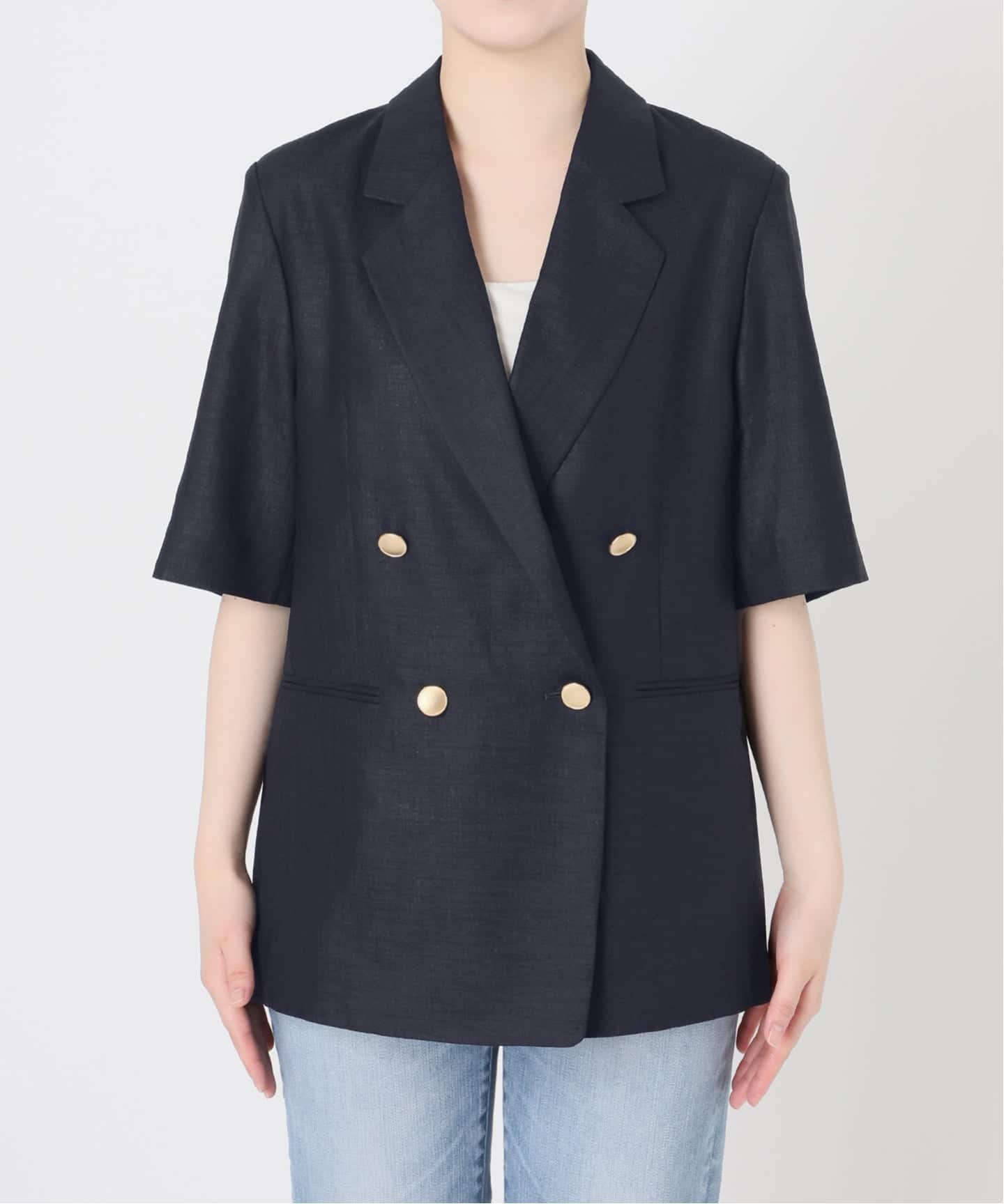 Spick & Span ライトドライクロスハーフスリーブジャケット 一部店舗+WEB限定追加2》ライトドライクロスハーフスリーブ