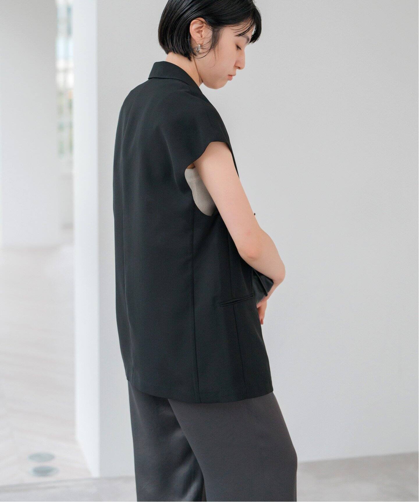 新品　Spick and Span ハイツイストドライクロスベスト　ブラック38 ハイツイストドライクロスベスト（ジレ）｜Spick and Span