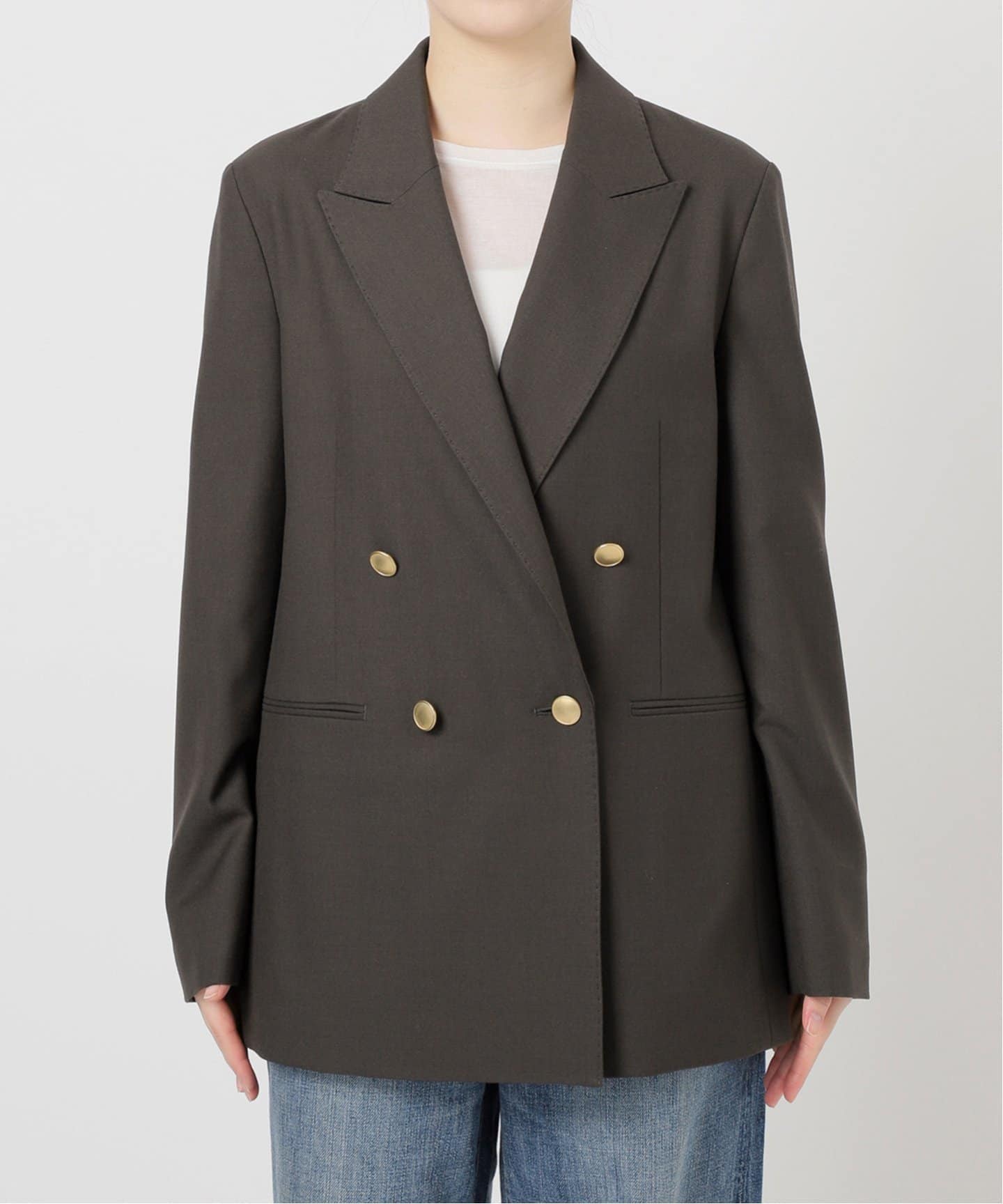 Spick&Span ウールブレンドダブルブレストジャケット38 グレー スピック＆スパン Spick & Span 《予約》ウールブレンドダブル