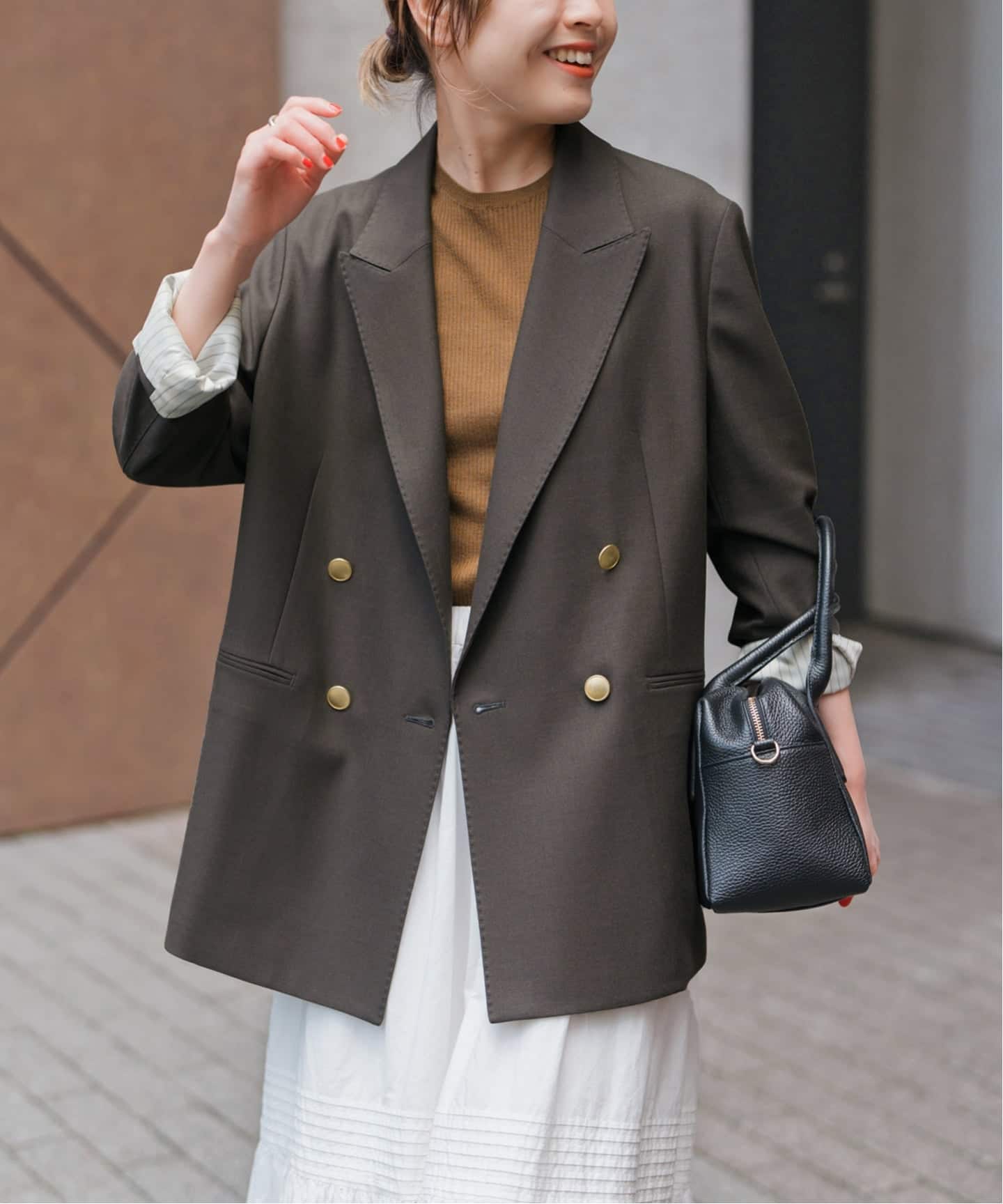 【24年完売品】Spick & Spanウールブレンドダブルブレストジャケット Spick & Span｜ウールブレンドダブルブレストジャケット