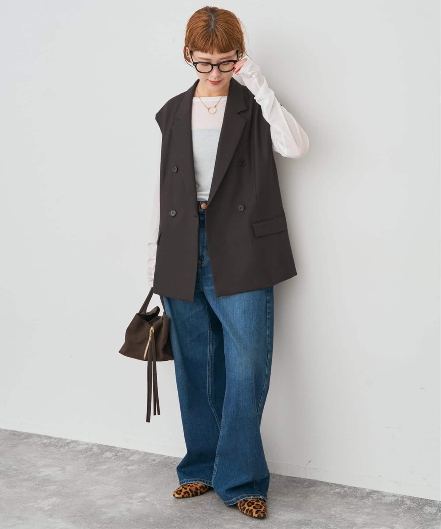 【超美品】Spick and Span グレー ダブルブレストジレ ジャケット Spick＆Span ベスト ジレ メランジダブルブレストジレ