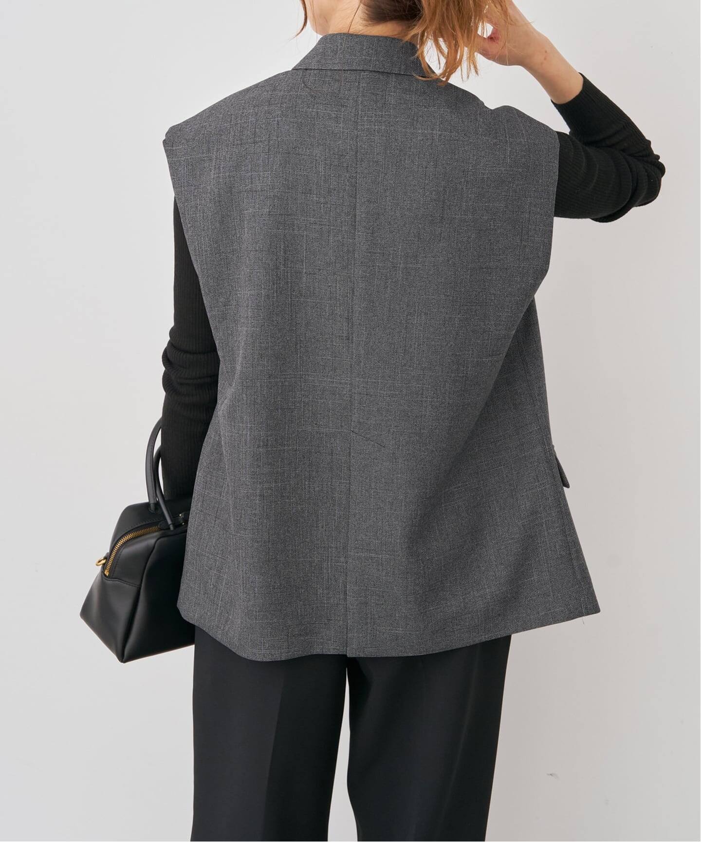 【超美品】Spick and Span グレー ダブルブレストジレ ジャケット スピック＆スパン Spick & Span メランジダブルブレストジレ