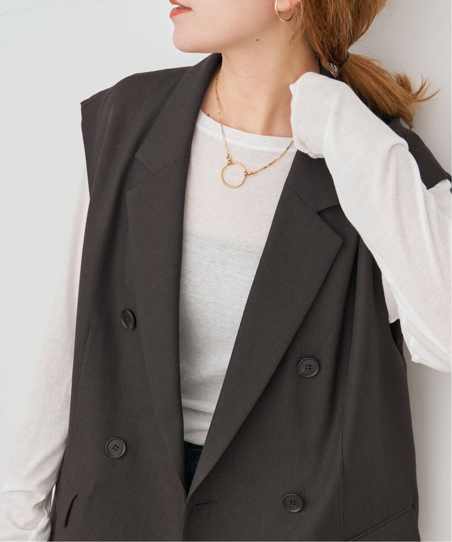 【超美品】Spick and Span グレー ダブルブレストジレ ジャケット Spick & Span｜メランジダブルブレストジレ | Rakuten Fashion